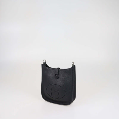Hermes Black Clemence Leather Evelyne TPM Bag