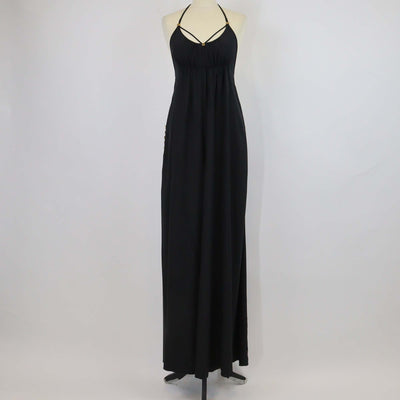Louis Vuitton Black Silk Spaghetti Cross Strap Back Braided Jumpsuit