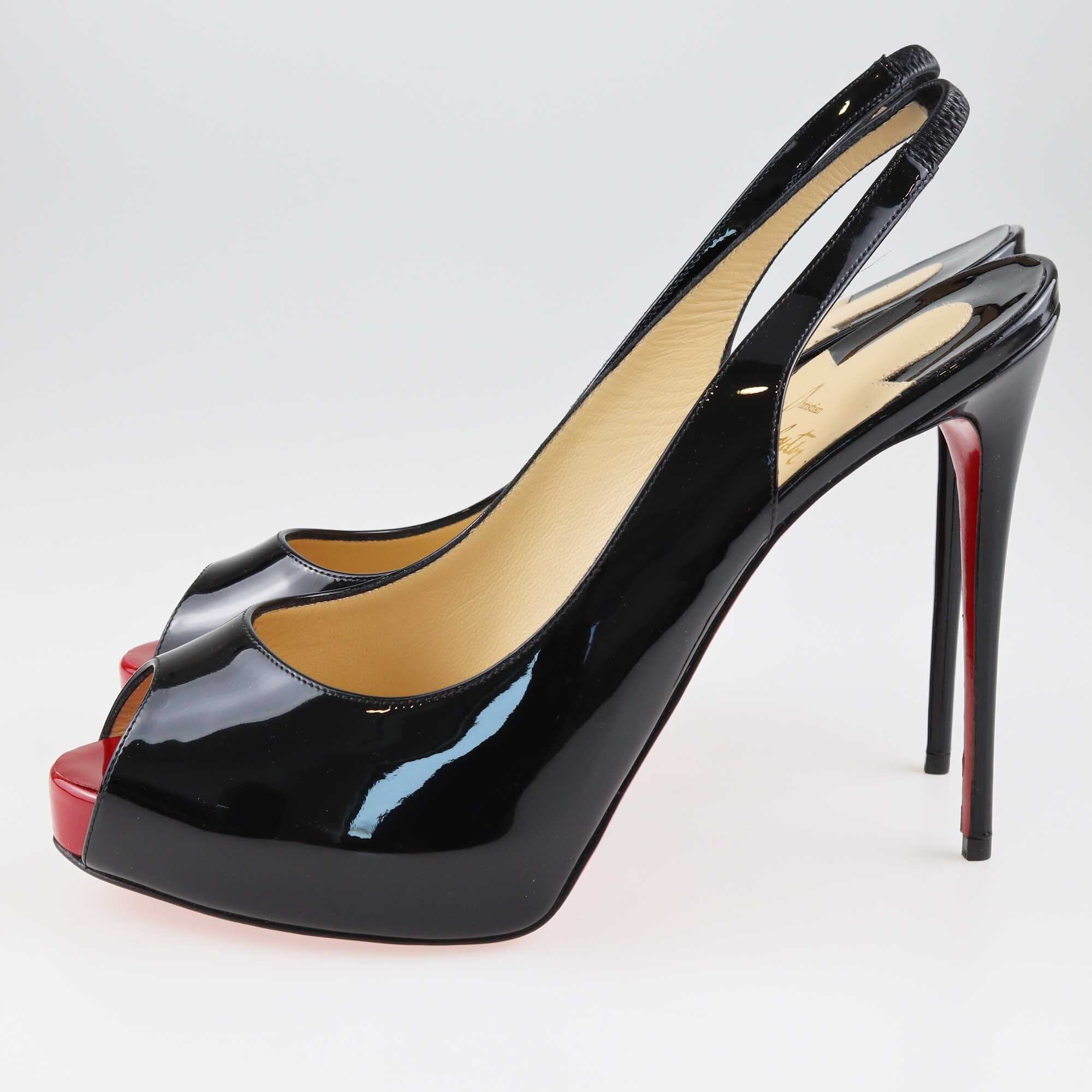 Christian Louboutin Black Private Number Peep Toe Sandals Shoes Christian Louboutin 