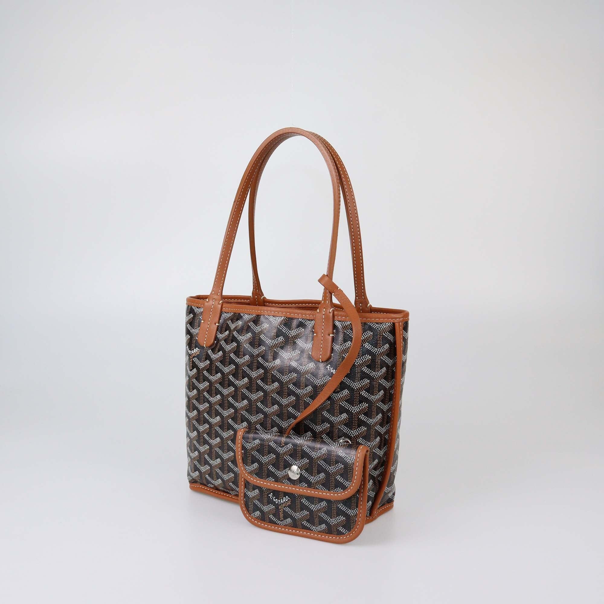 Goyard Brown Goyardine Mini Reversible Anjou Tote Womens Goyard 