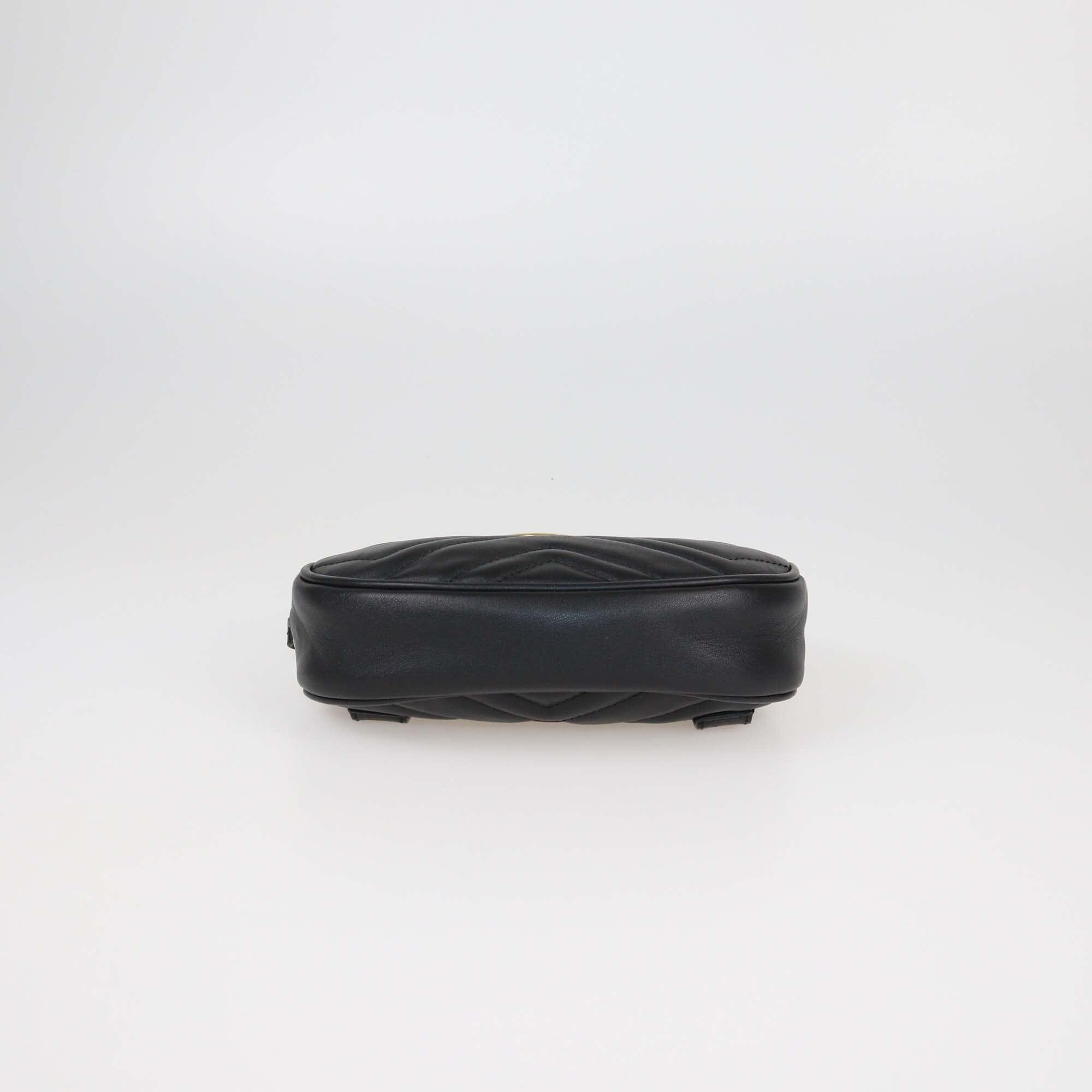 Gucci Black Matelasse GG Leather Marmont Belt Bag Womens Gucci 