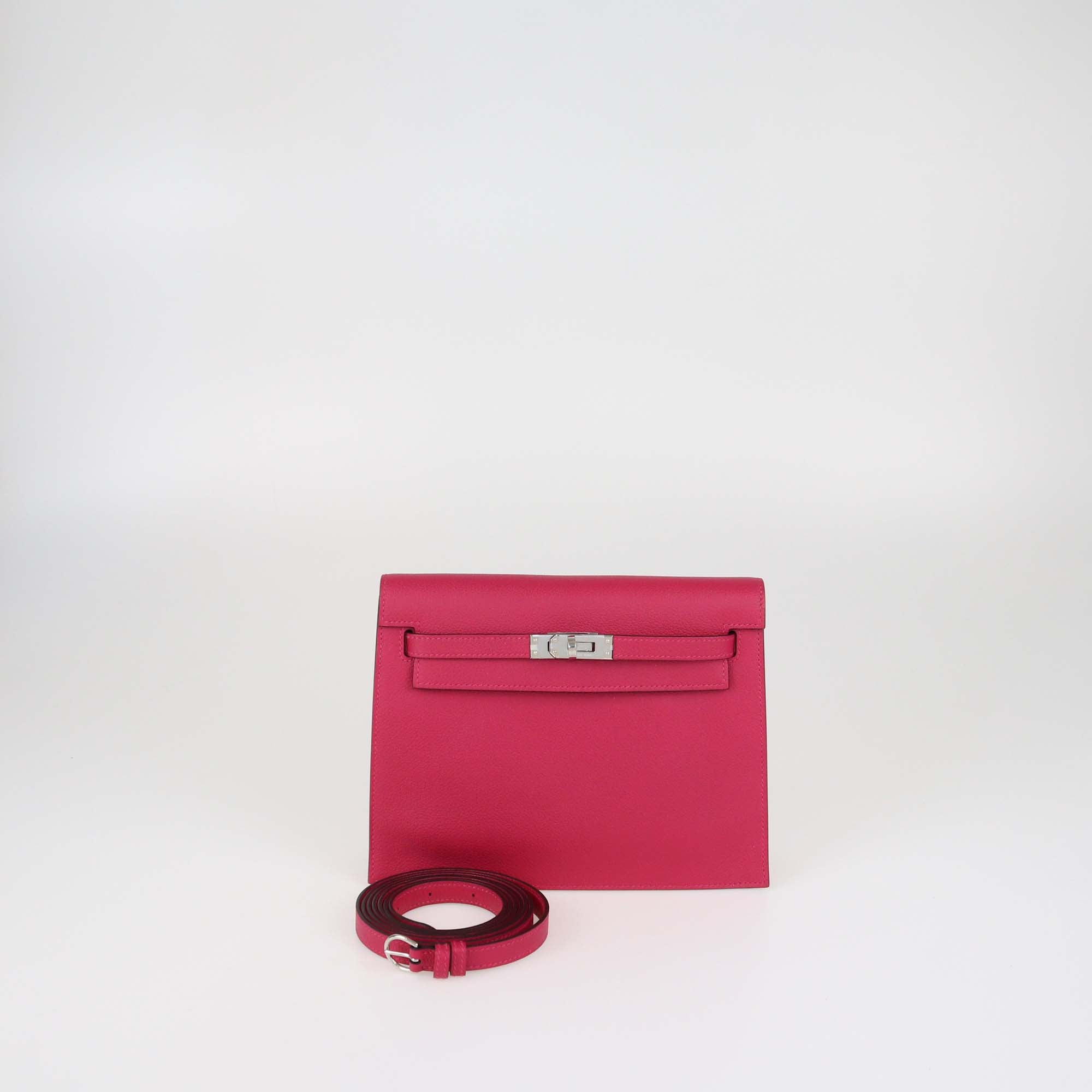 Hermes Framboise Evercolor Leather Kelly Danse Shoulder Bag