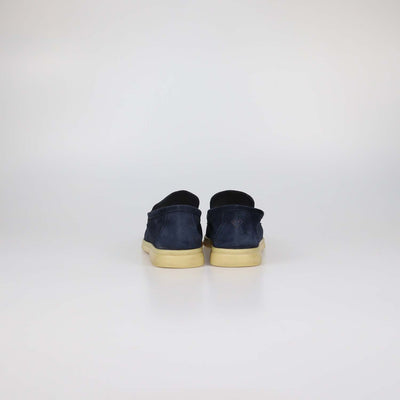 Loro Piana Navy Blue Suede Summer Walk Loafers