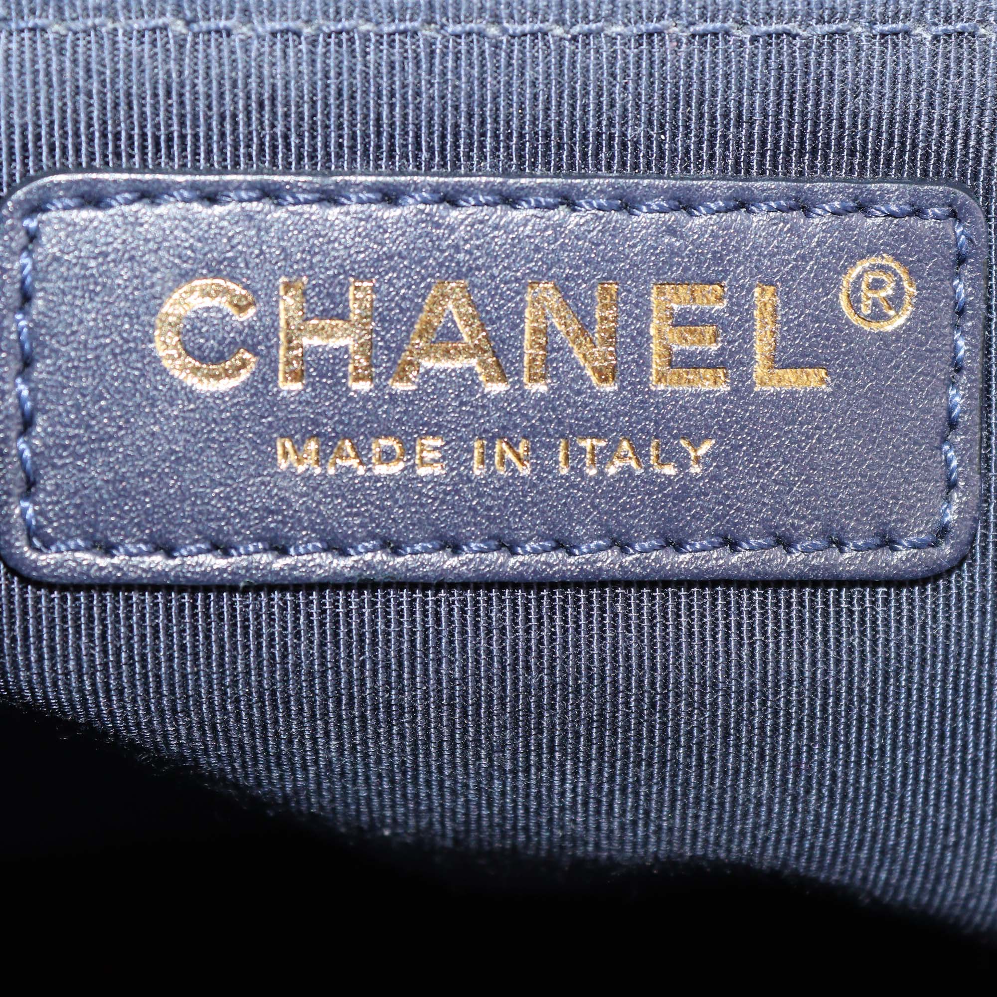 Chanel Navy Blue Quilted Caviar Leather Small Duma Backpack