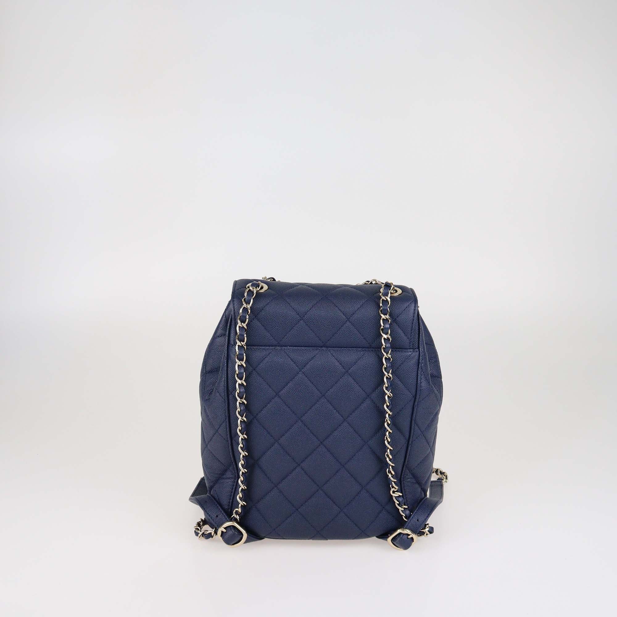 Chanel Navy Blue Quilted Caviar Leather Small Duma Backpack