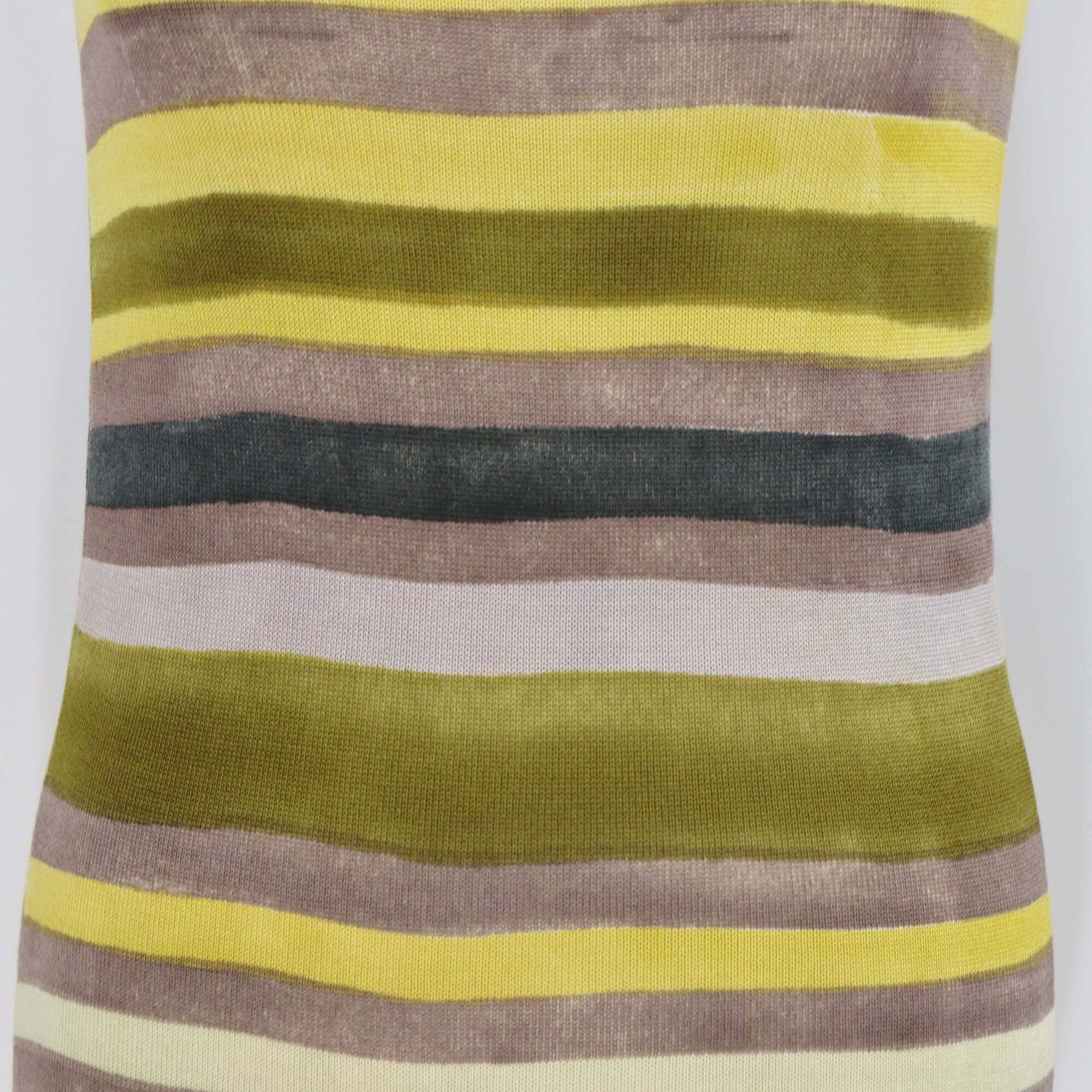 Loro Piana Yellow/Green Striped Patterned Sleeveless Top Womens Loro Piana 