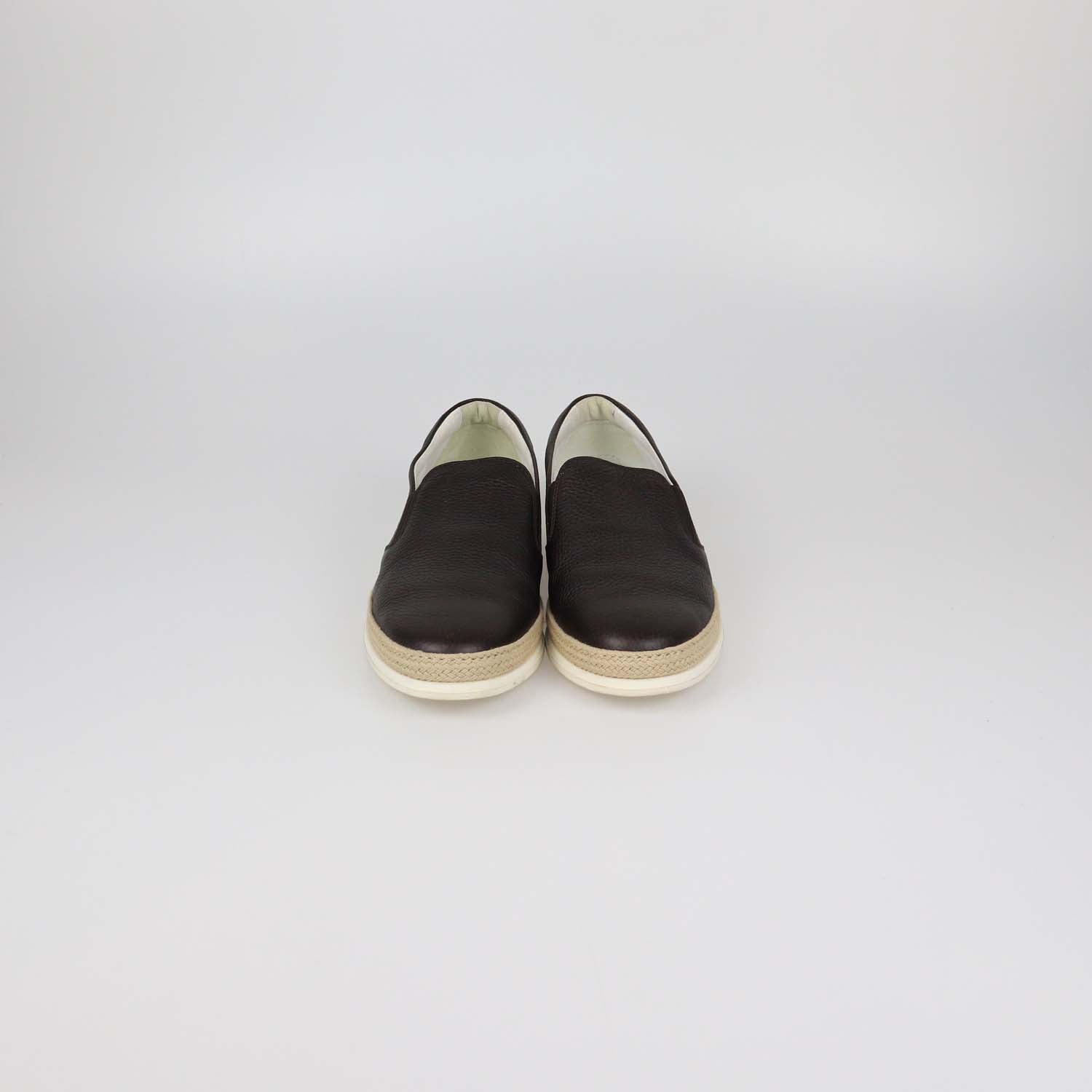 Tod's Dark Brown Leather Slip On Espadrille Flats