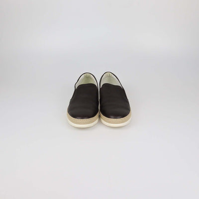 Tod's Dark Brown Leather Slip On Espadrille Flats