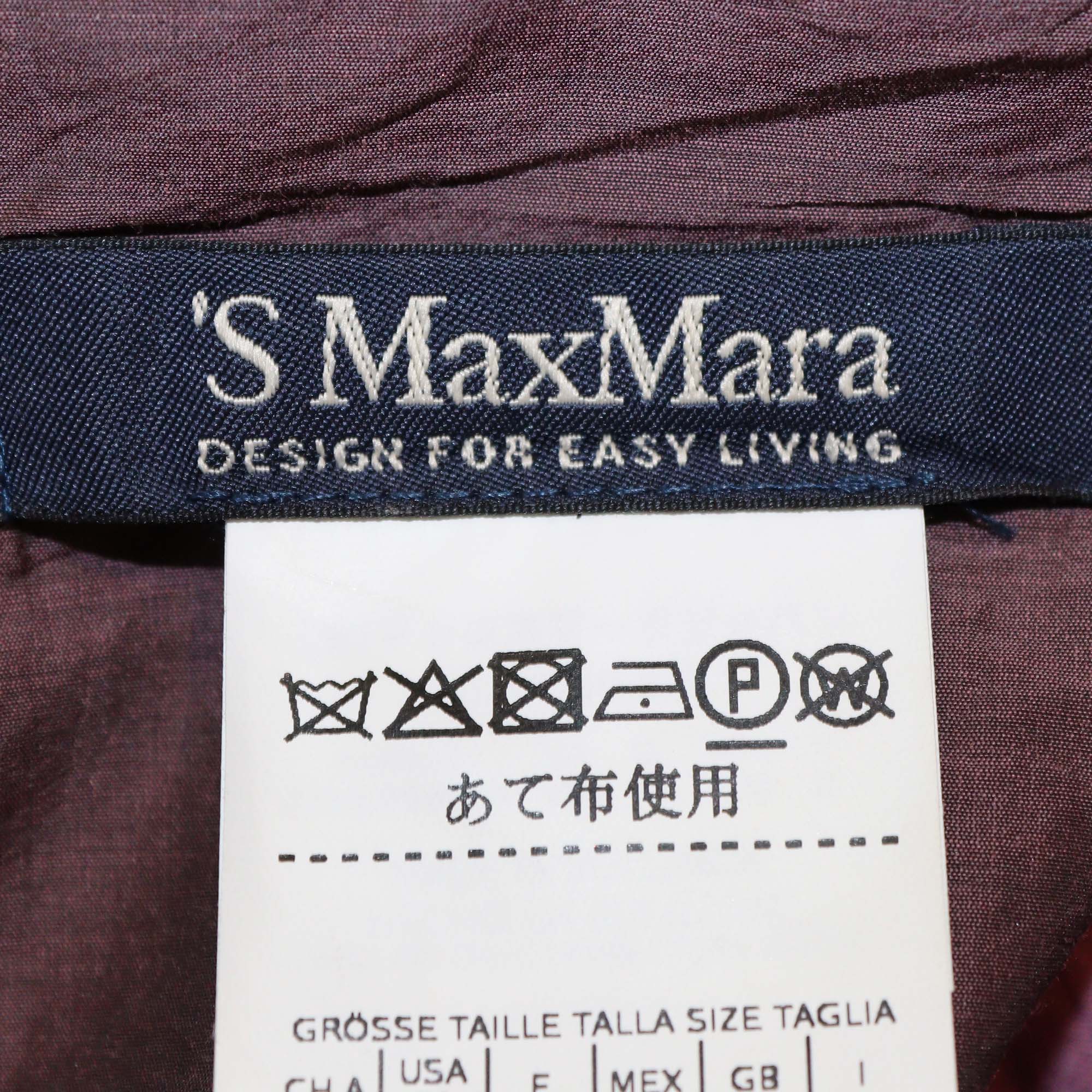 S MaxMara Purple Blend Cotton Pleated Maxi Dress