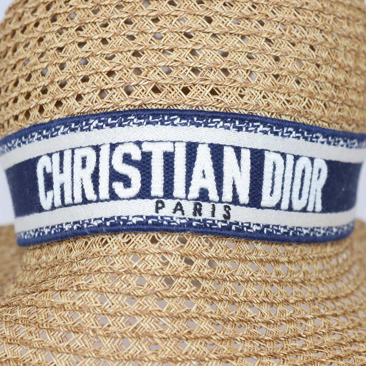 Christian Dior Brown,Blue Straw D-Wave Dioriviera Brim Hat