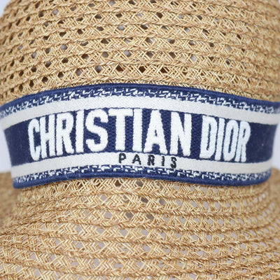 Christian Dior Brown,Blue Straw D-Wave Dioriviera Brim Hat