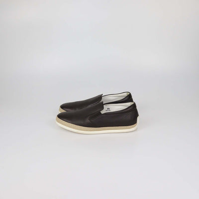 Tod's Dark Brown Leather Slip On Espadrille Flats
