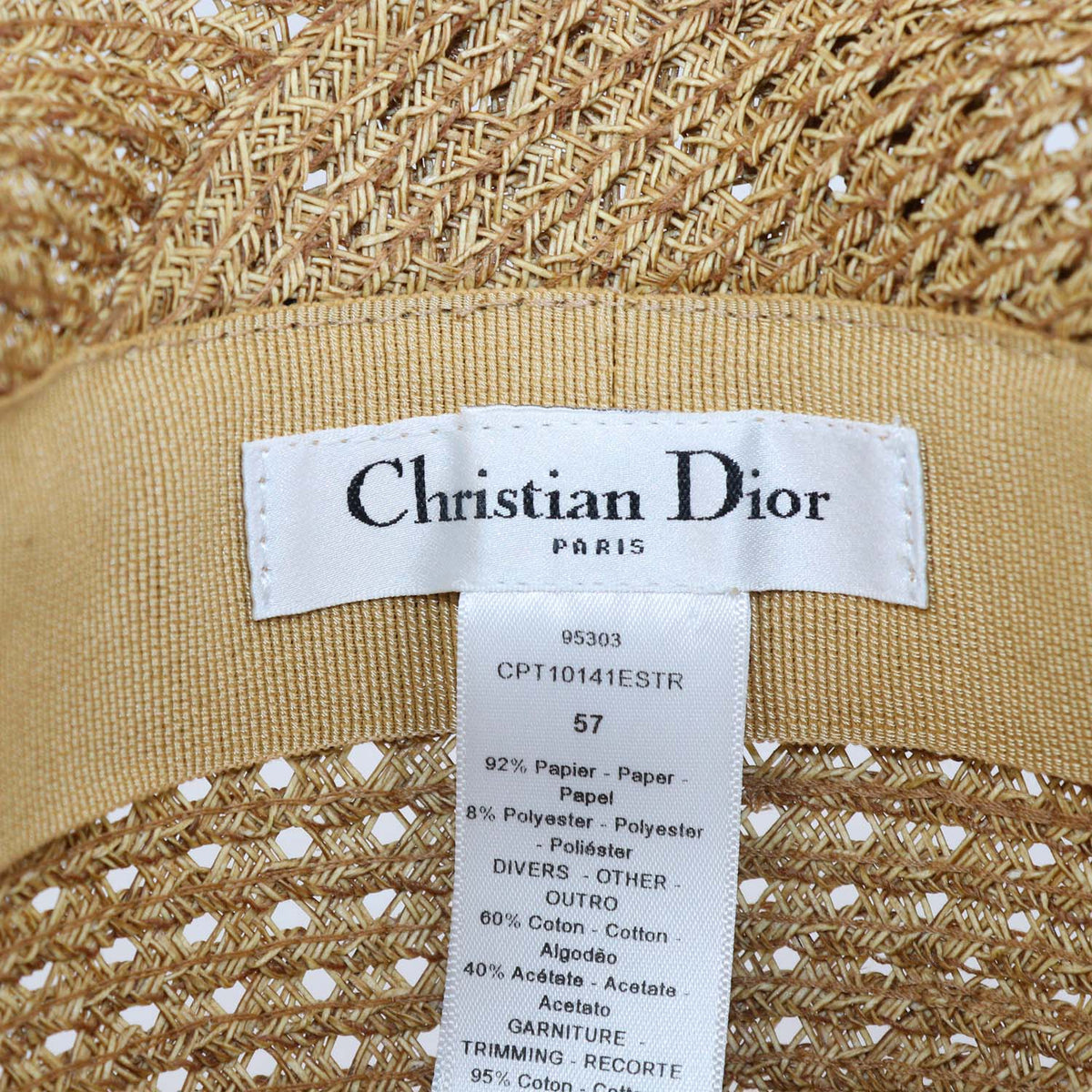 Christian Dior Brown,Blue Straw D-Wave Dioriviera Brim Hat