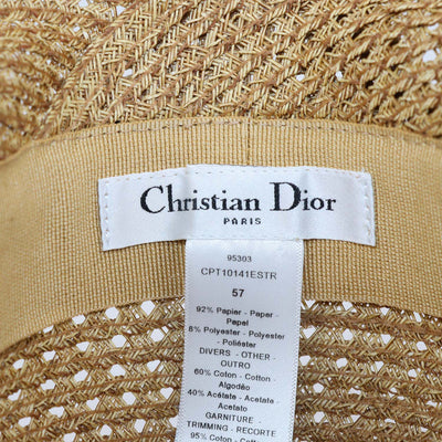 Christian Dior Brown,Blue Straw D-Wave Dioriviera Brim Hat