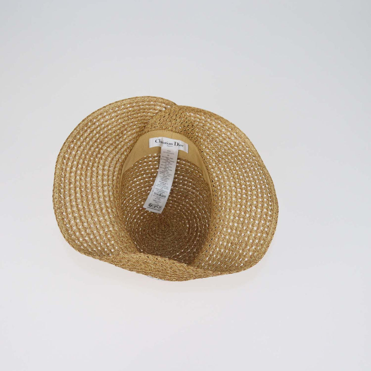 Christian Dior Brown,Blue Straw D-Wave Dioriviera Brim Hat
