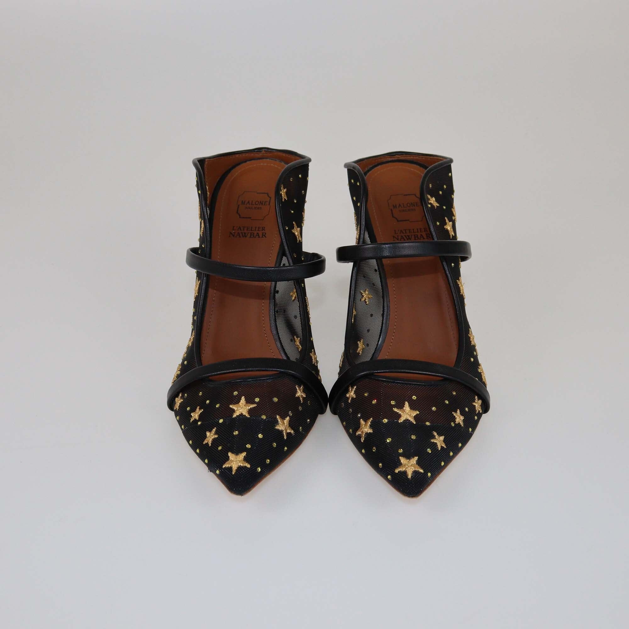 Malone Souliers Black Star Embroidered Maureen Mules Womens Malone Souliers 