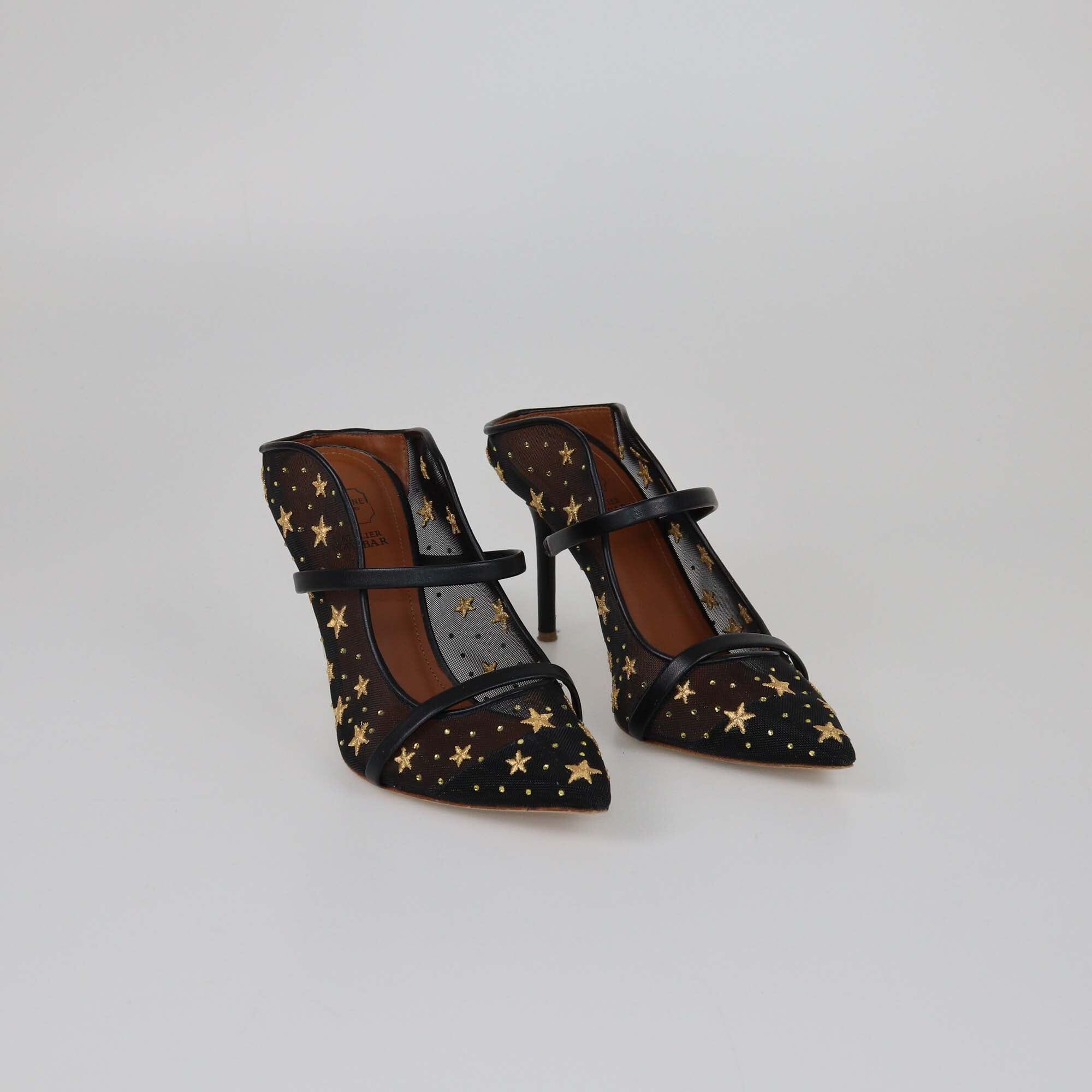 Malone Souliers Black Star Embroidered Maureen Mules Womens Malone Souliers 