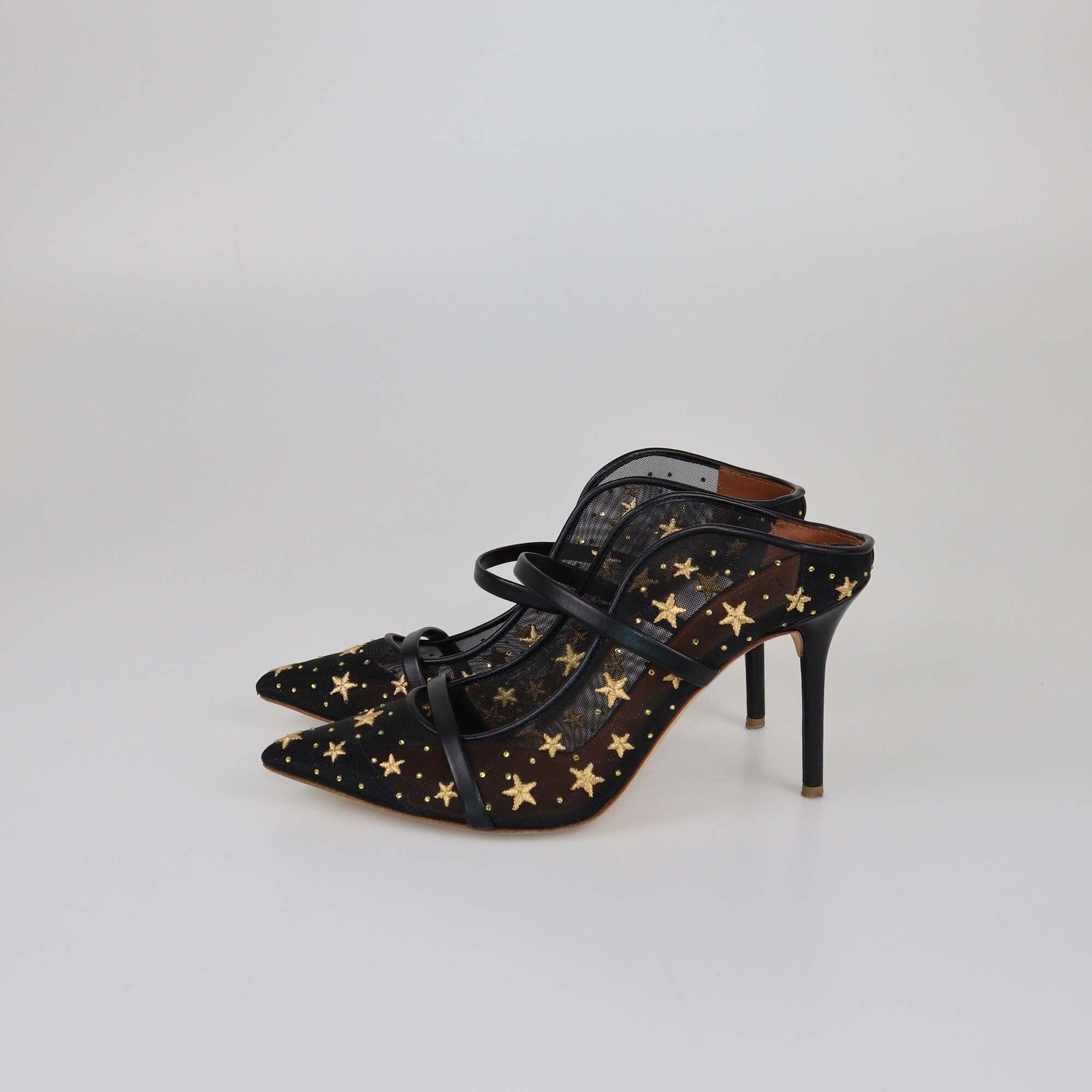 Malone Souliers Black Star Embroidered Maureen Mules Womens Malone Souliers 