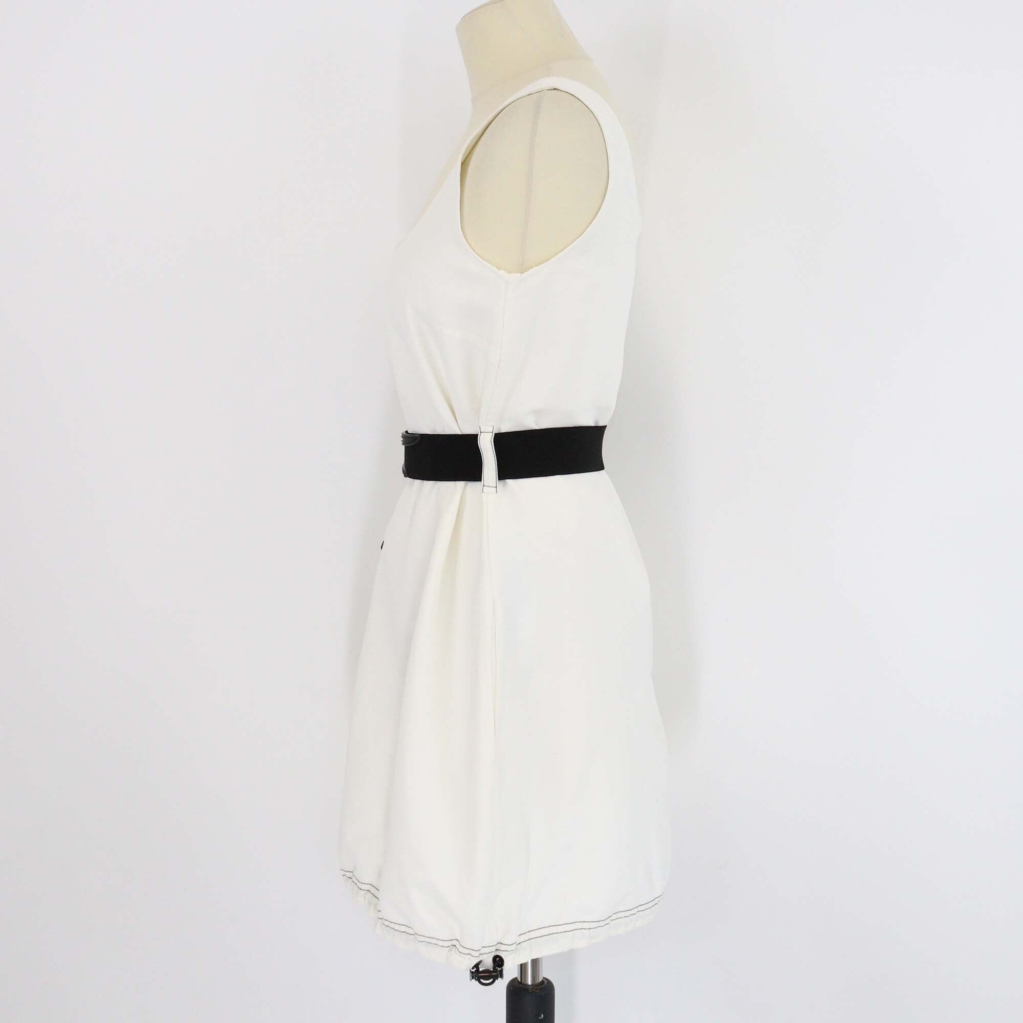 Stella McCartney Cream Sleeveless Square Neckline Belted Cargo Pocket Mini Dress Womens Stella McCartney 