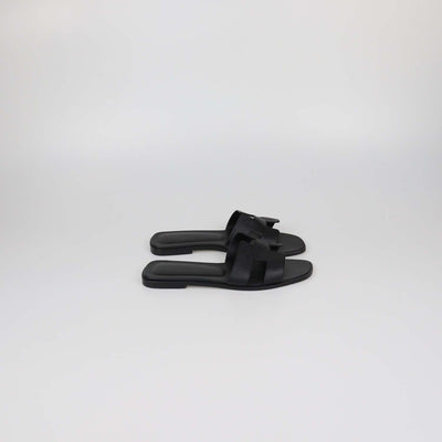 Hermes Black Epsom Leather Oran Sandals