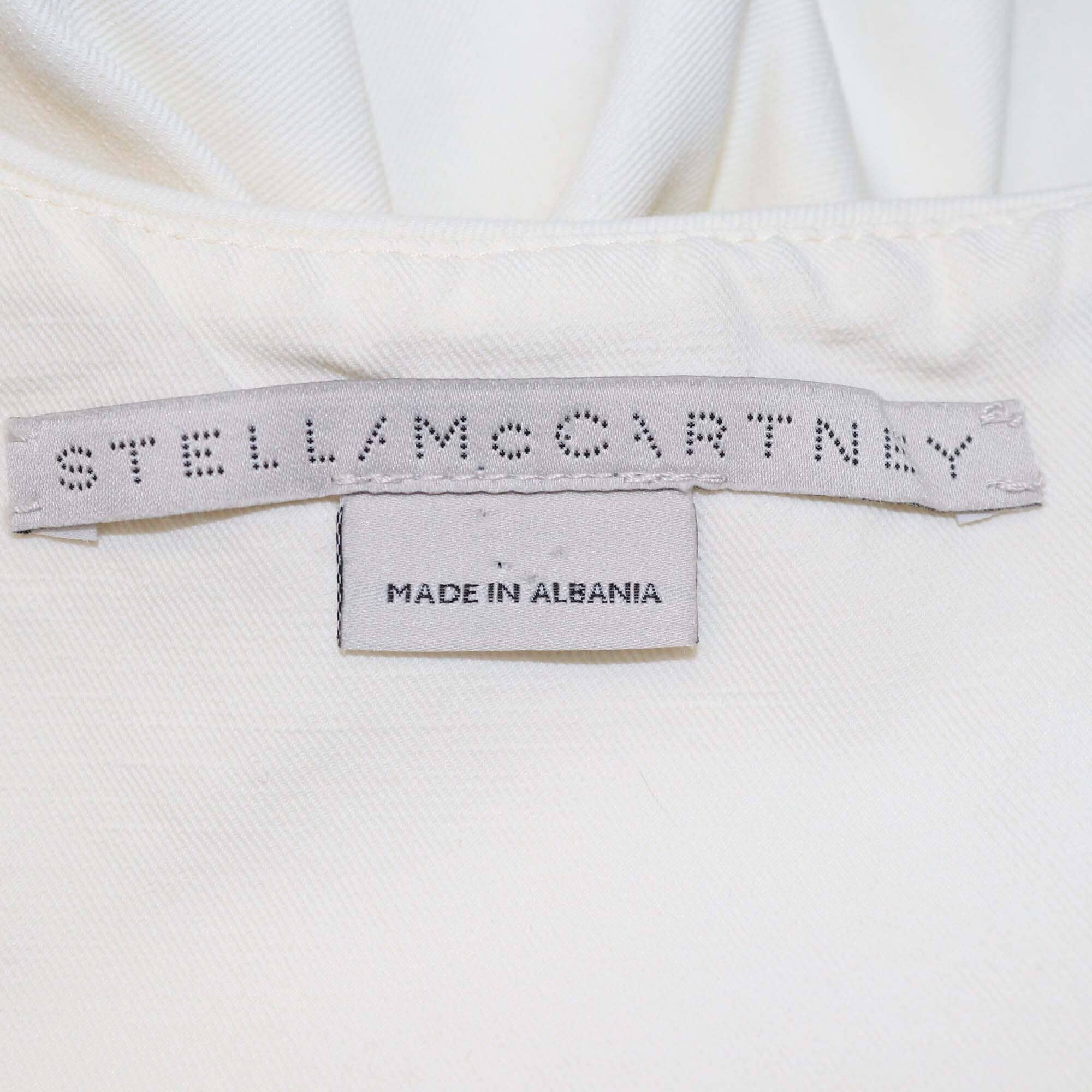 Stella McCartney Cream Sleeveless Square Neckline Belted Cargo Pocket Mini Dress Womens Stella McCartney 