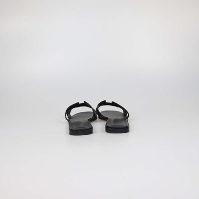 Hermes Black Epsom Leather Oran Sandals