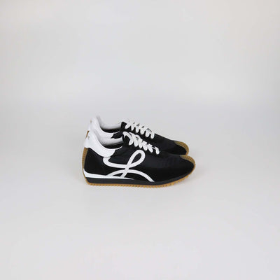 Loewe Black/White Nylon and Suede Flow Runner Low Top Sneakers