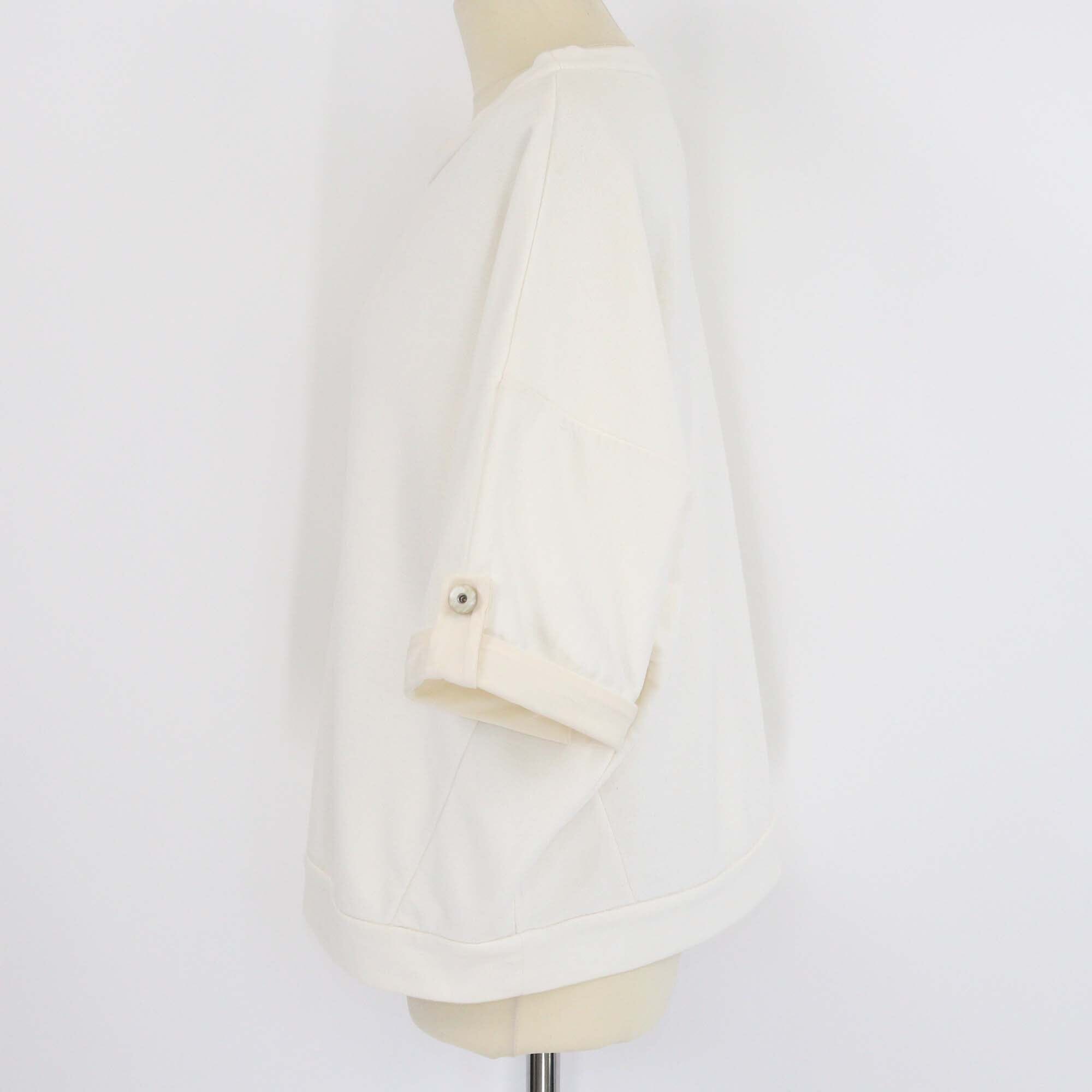 Brunello Cucinelli Cream Cotton Bateau Neckline Short Sleeve Sweatshirt Womens Brunello Cucinelli 