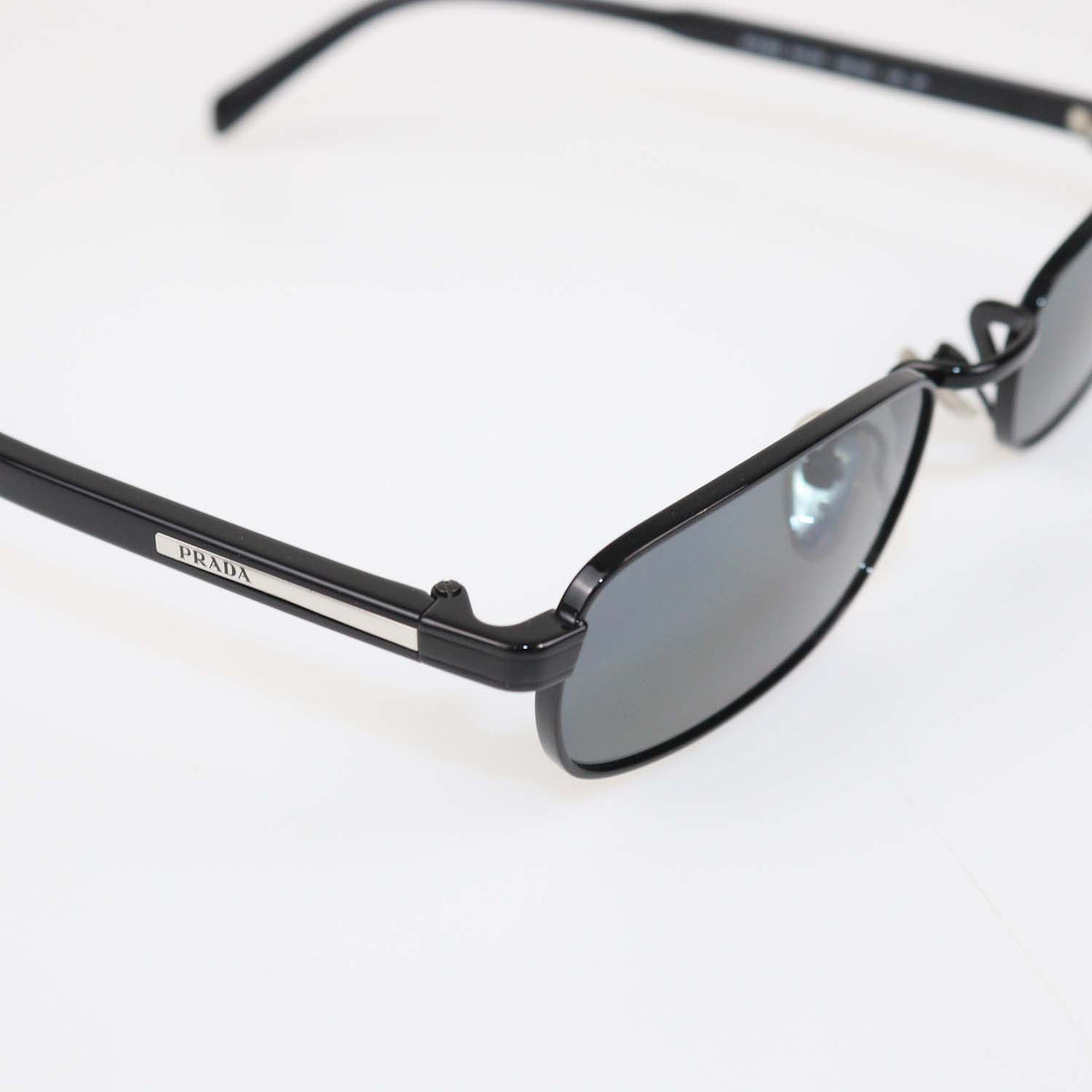 Prada Black Polarized Rectangular Sunglasses