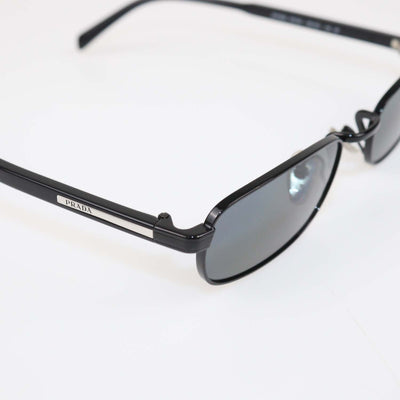 Prada Black Polarized Rectangular Sunglasses