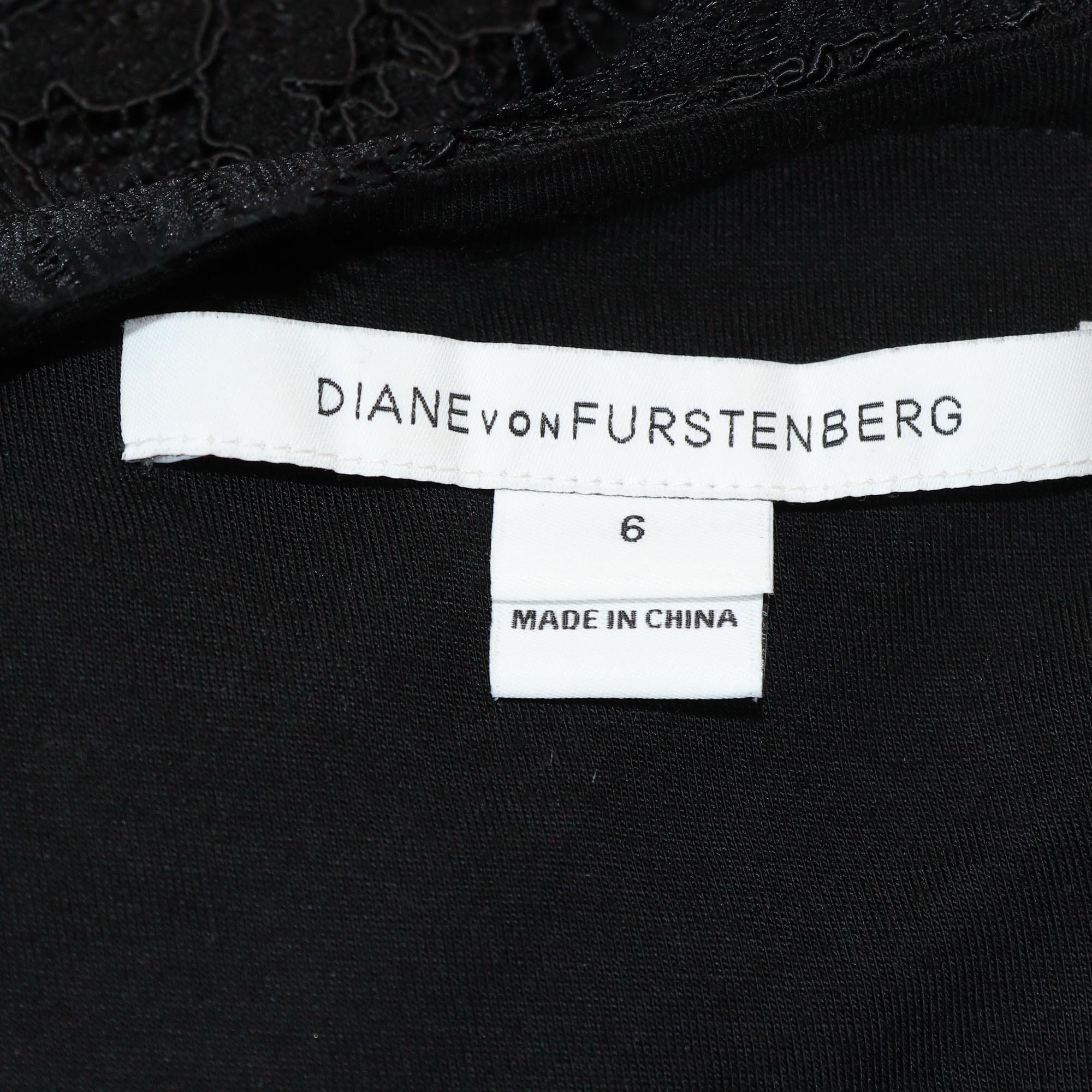 Diane Von Furstenberg Black Lace Wrap DVF Julita Dress Womens Diane Von Furstenberg 