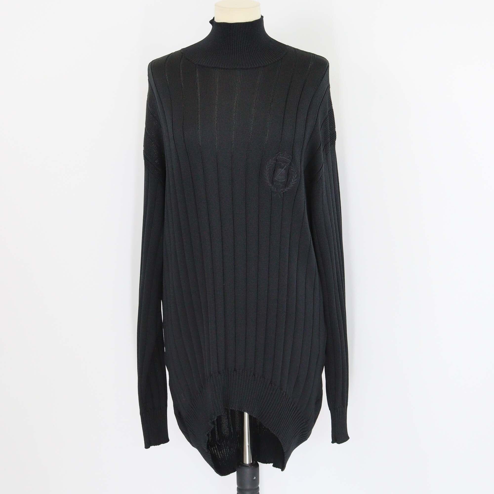 Balenciaga Black Rib Knit Silk Turtle Neck Jumper Womens Balenciaga 
