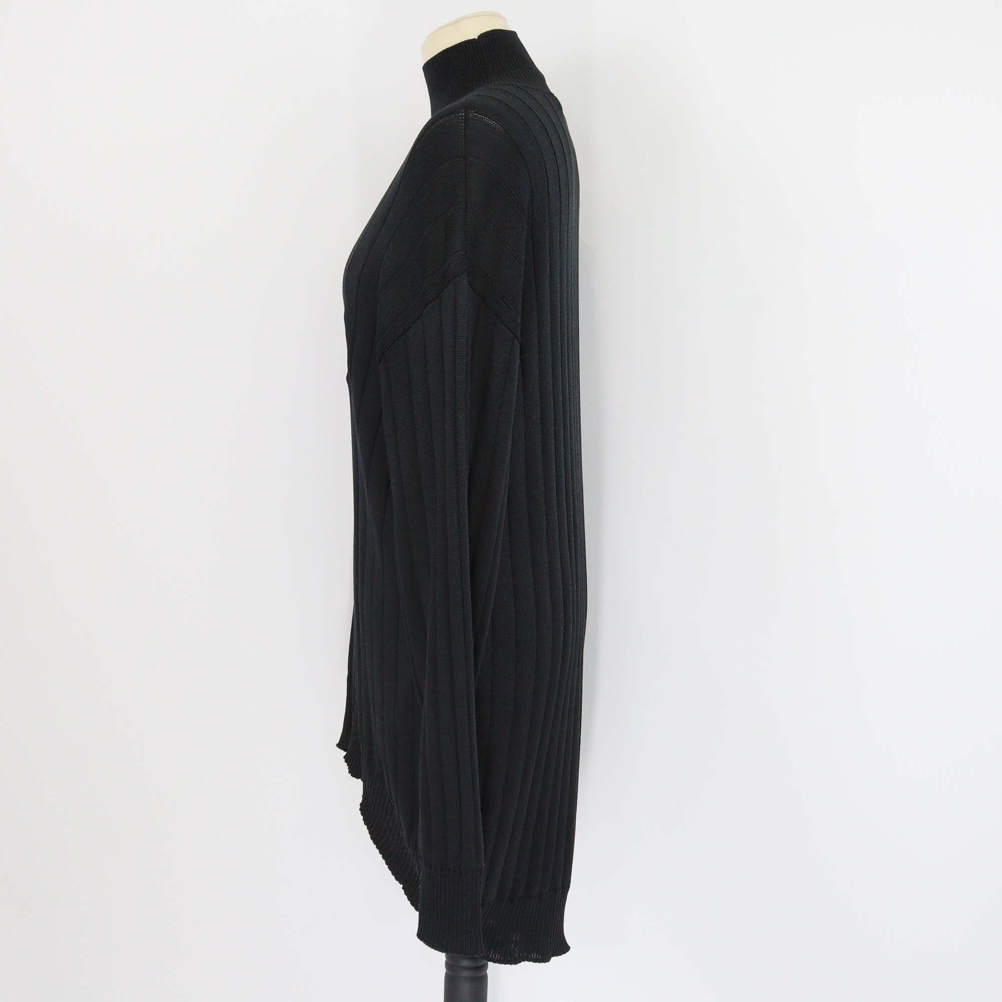 Balenciaga Black Rib Knit Silk Turtle Neck Jumper Womens Balenciaga 