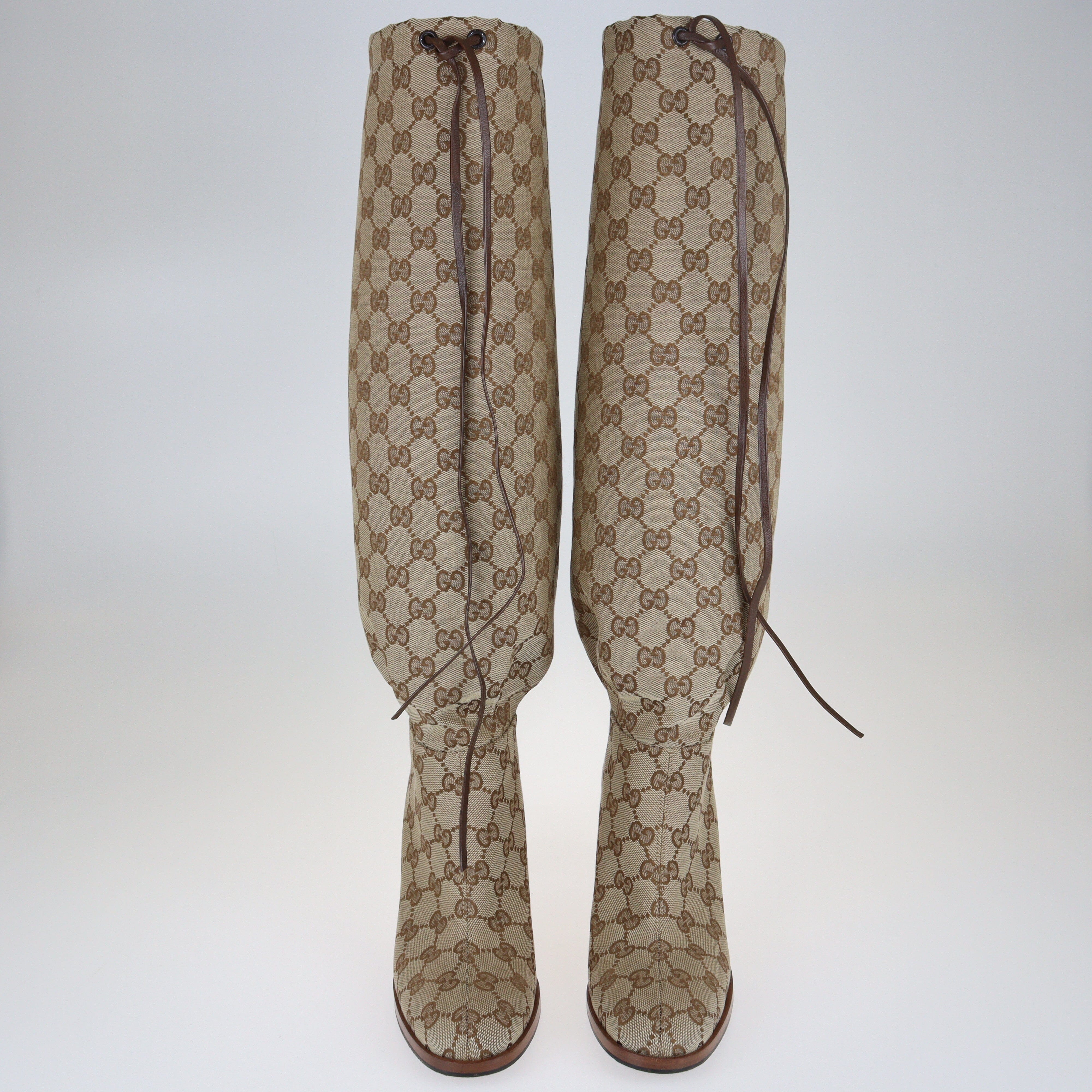 Beige/Brown GG Lisa Knee length Boots Shoes Gucci 