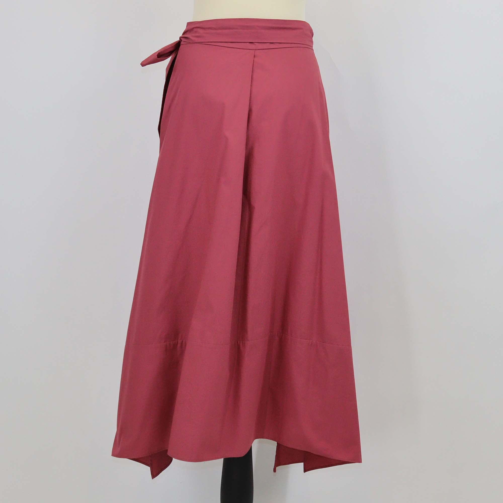 Weekend MaxMara Burgundy Cotton Pleated Midi Skirt