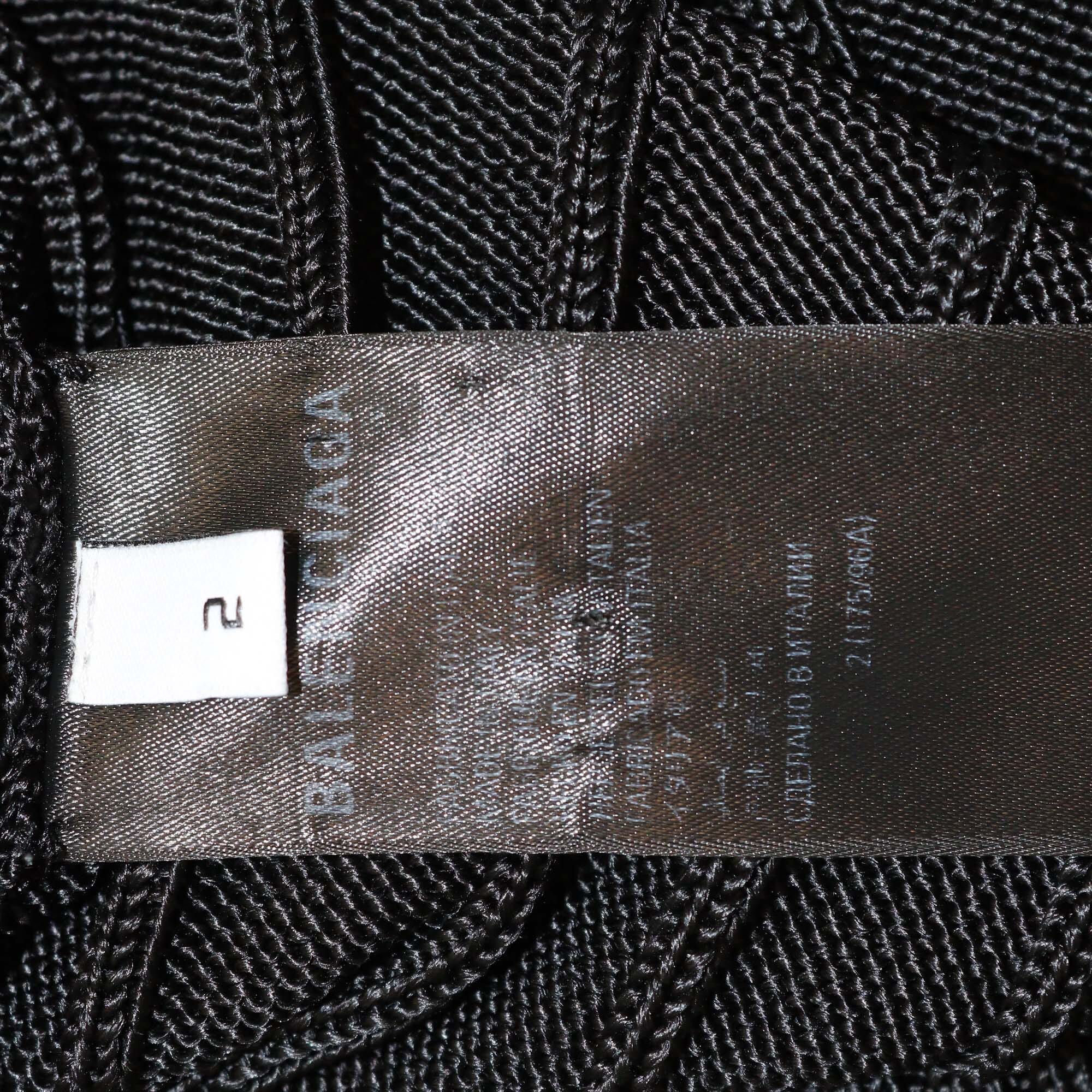 Balenciaga Black Rib Knit Silk Turtle Neck Jumper Womens Balenciaga 