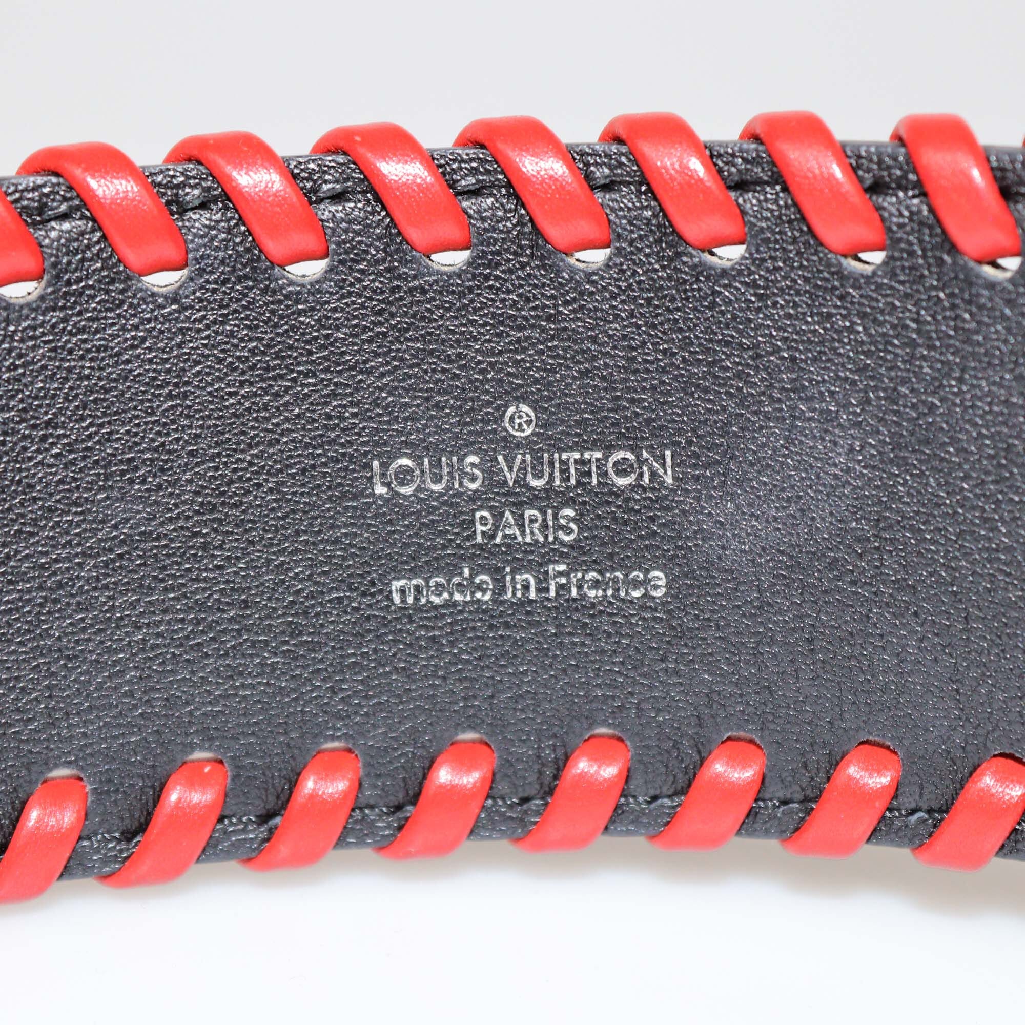 Louis Vuitton Black/Red Epi Flower Embossed Shoulder Bag Strap Womens Louis Vuitton 