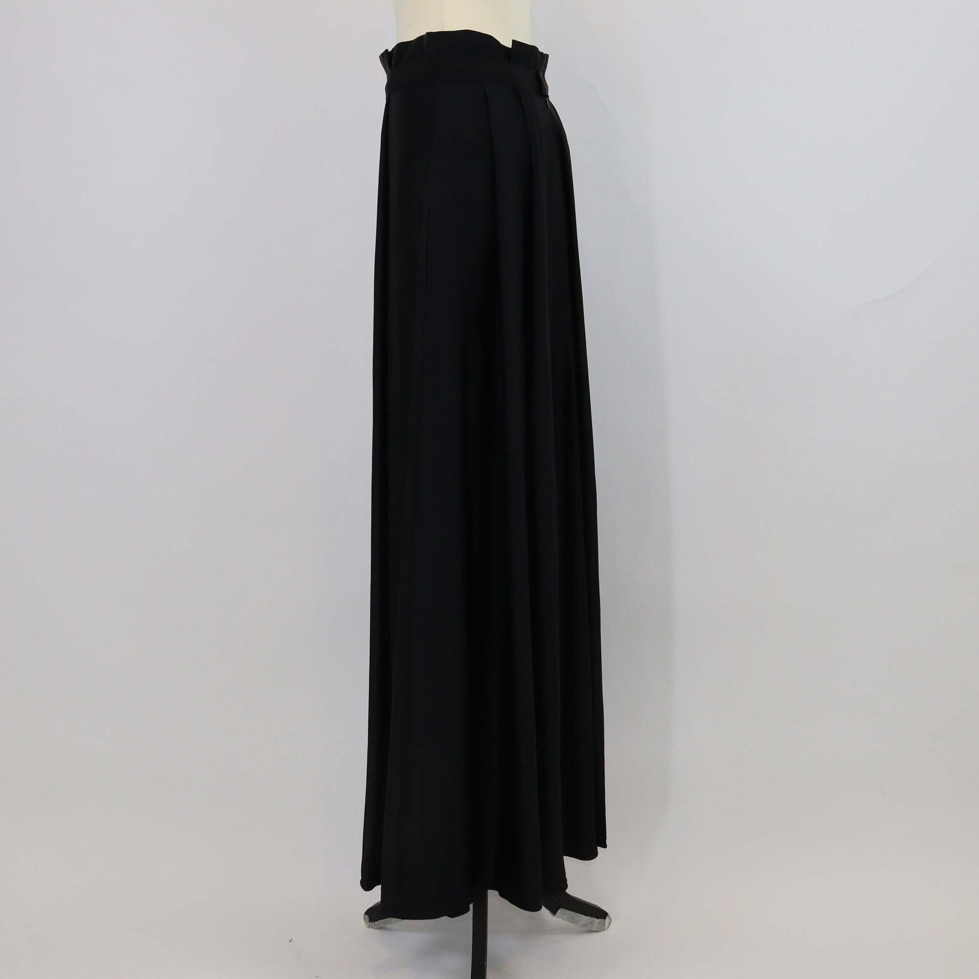 Max Mara Black Blend Acetate Pleated Maxi Skirt