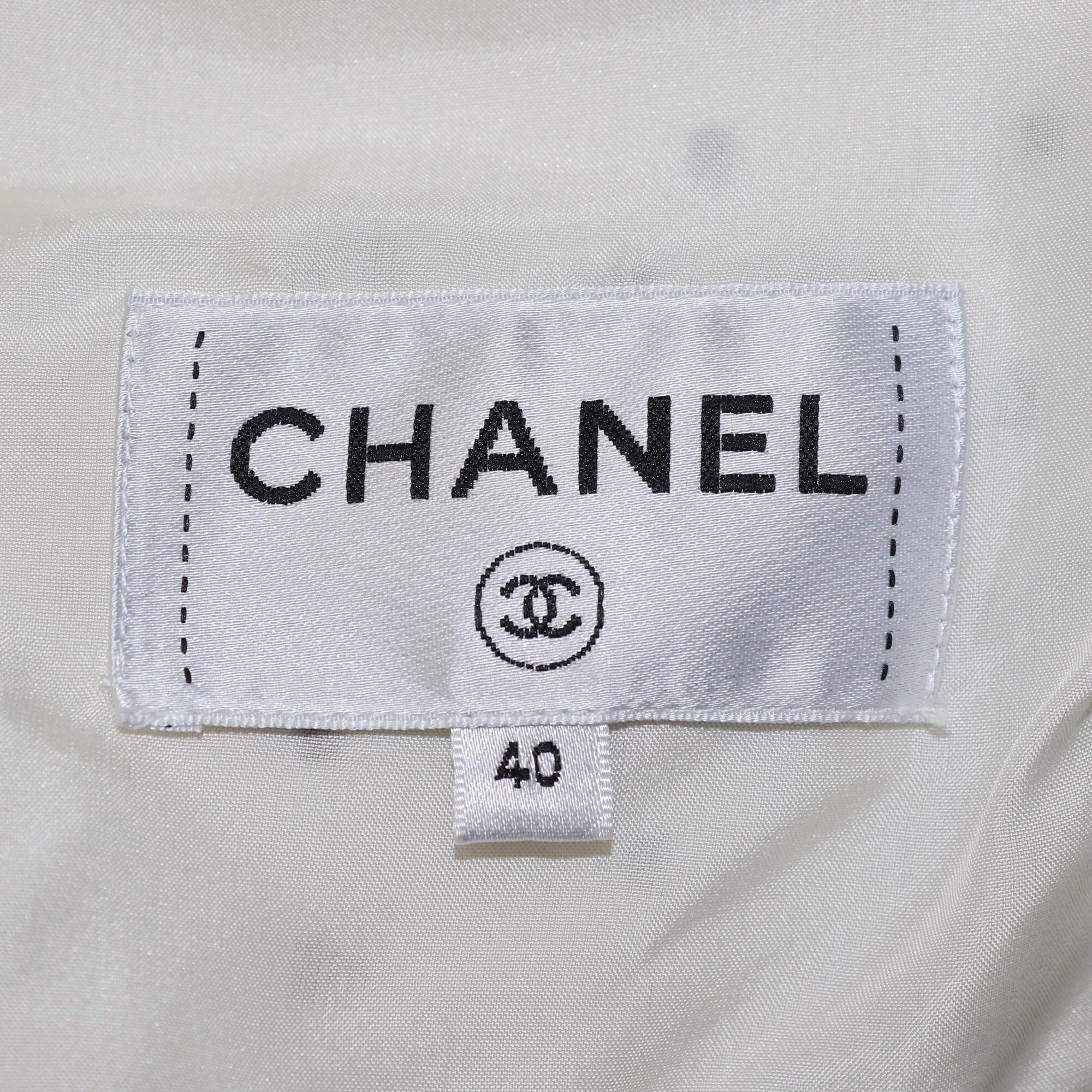 Chanel White/Black Tweed Asymmetrical Short Sleeve Frill Dress Womens Chanel 