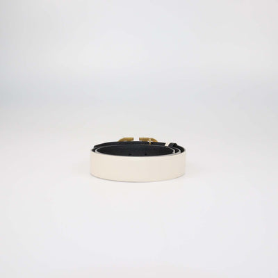Valentino Black,White Leather Reversible Hammered VLogo Belt