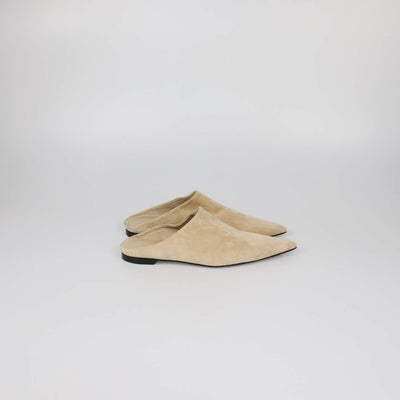 Khaite Beige Suede Cornelia Pointed Toe Flat Mules
