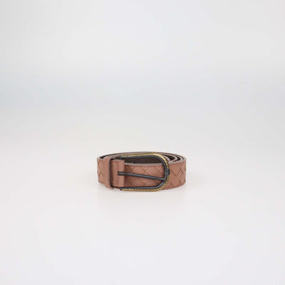 Bottega Veneta Light Brown Intrecciato Leather Belt