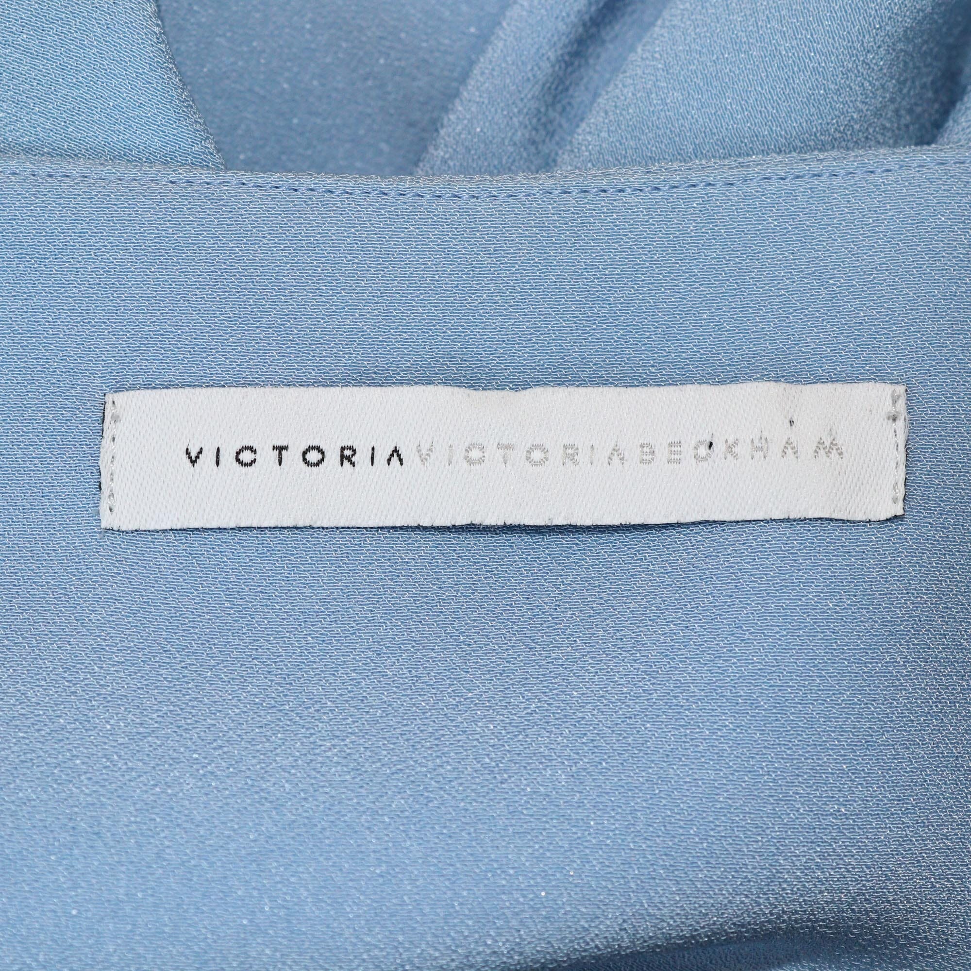 Victoria Beckham Two Tone V Neck Short Sleeve Mini Dress Womens Victoria Beckham 