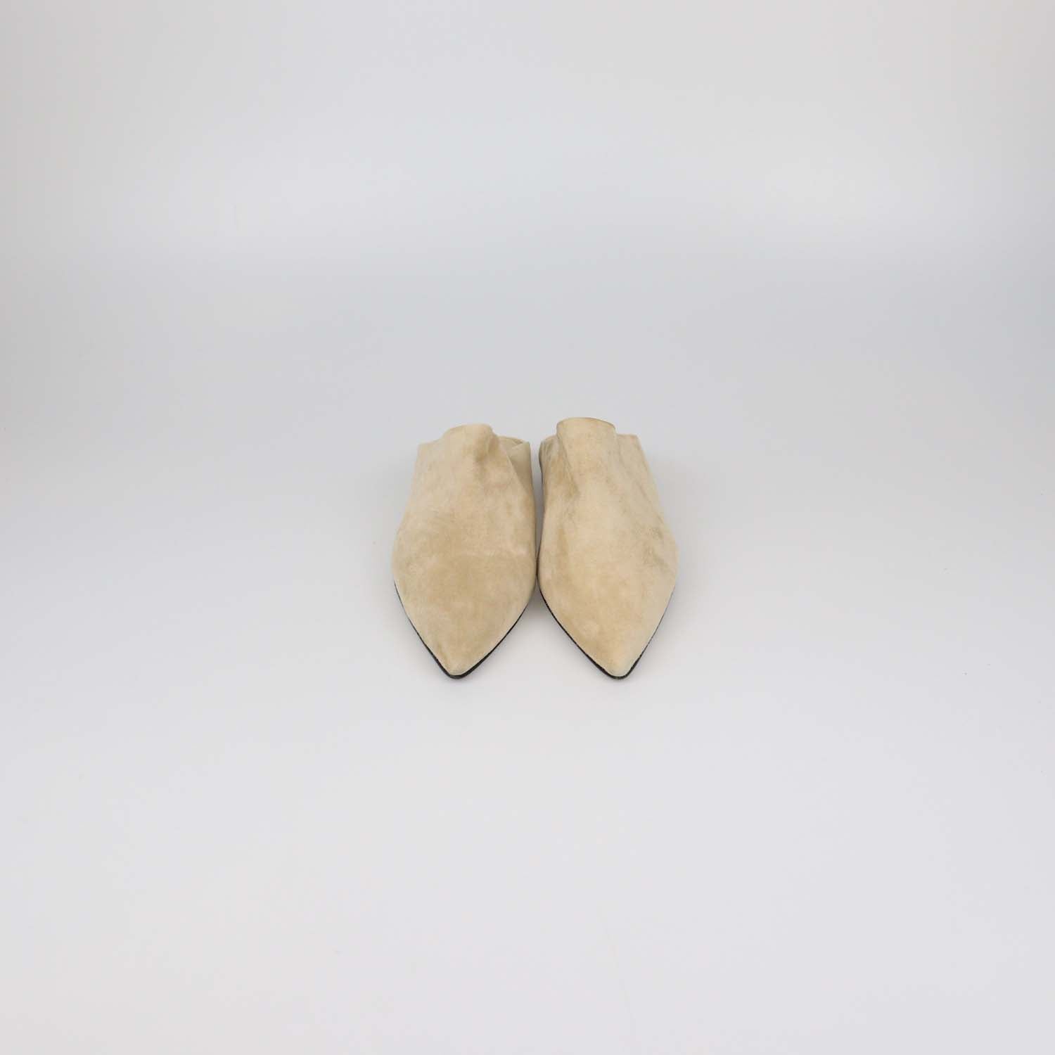 Khaite Beige Suede Cornelia Pointed Toe Flat Mules