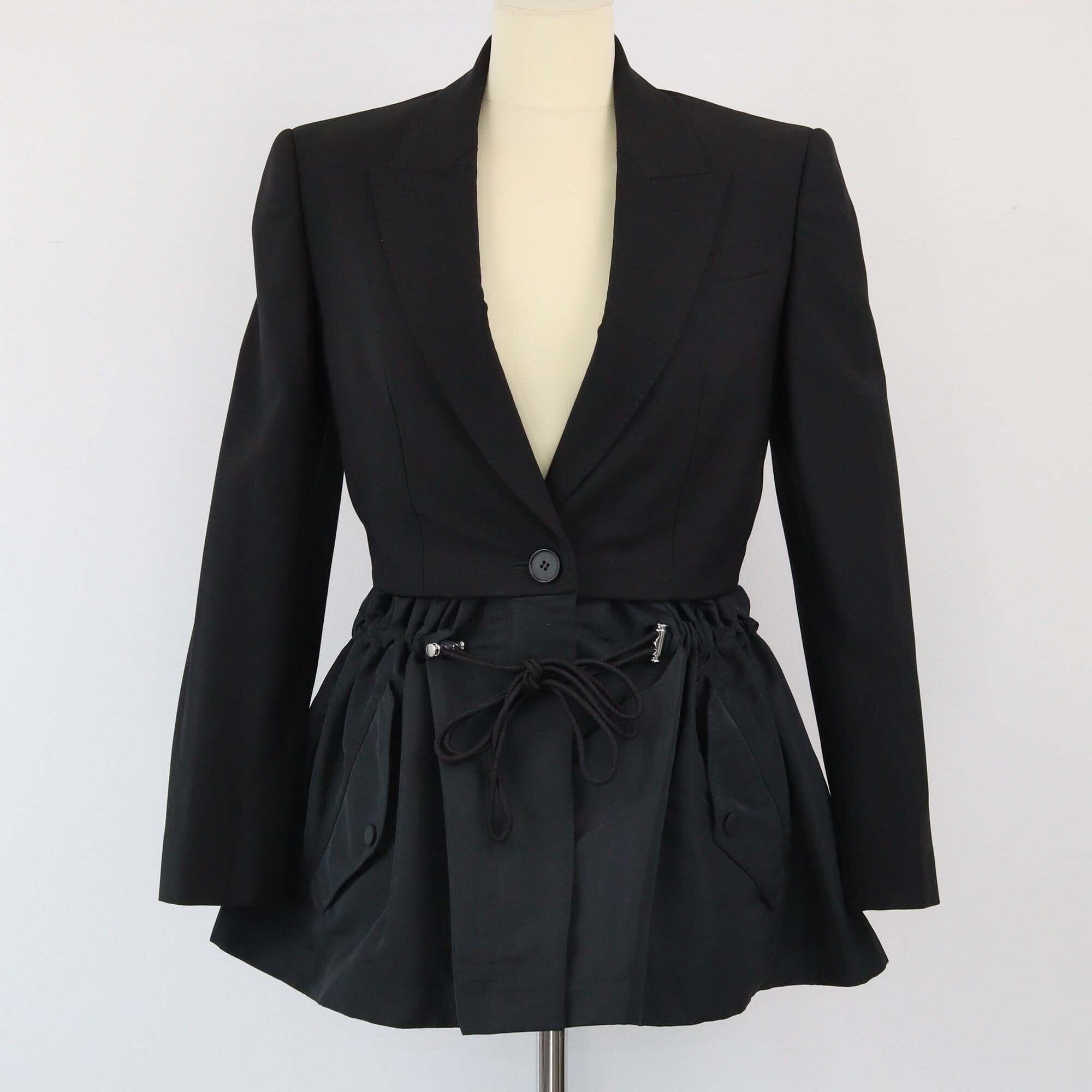 Alexander McQueen Black Peplum Drawstring Blazer Womens Alexander McQueen 