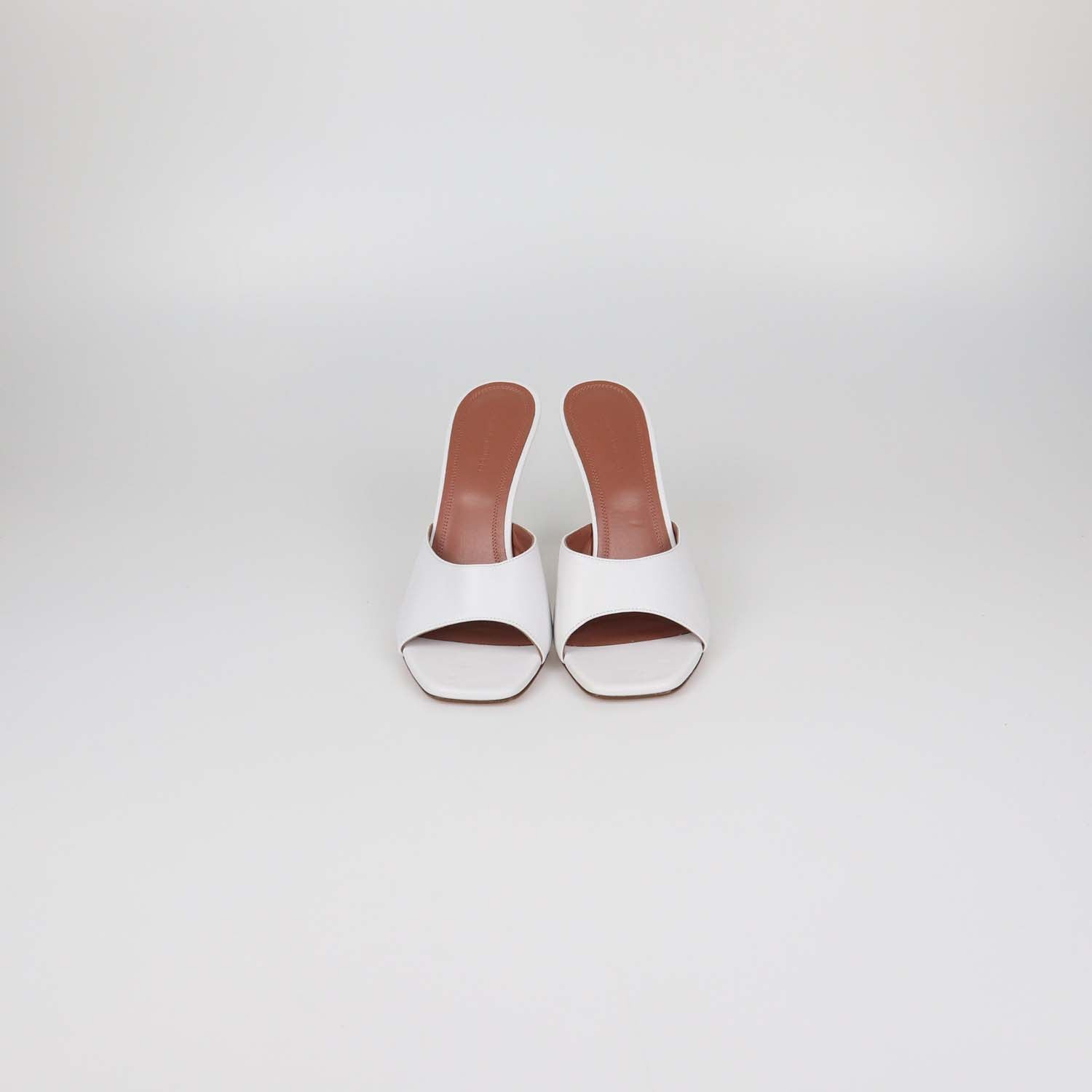 Amina Muaddi White Leather Lupita Slide Sandals