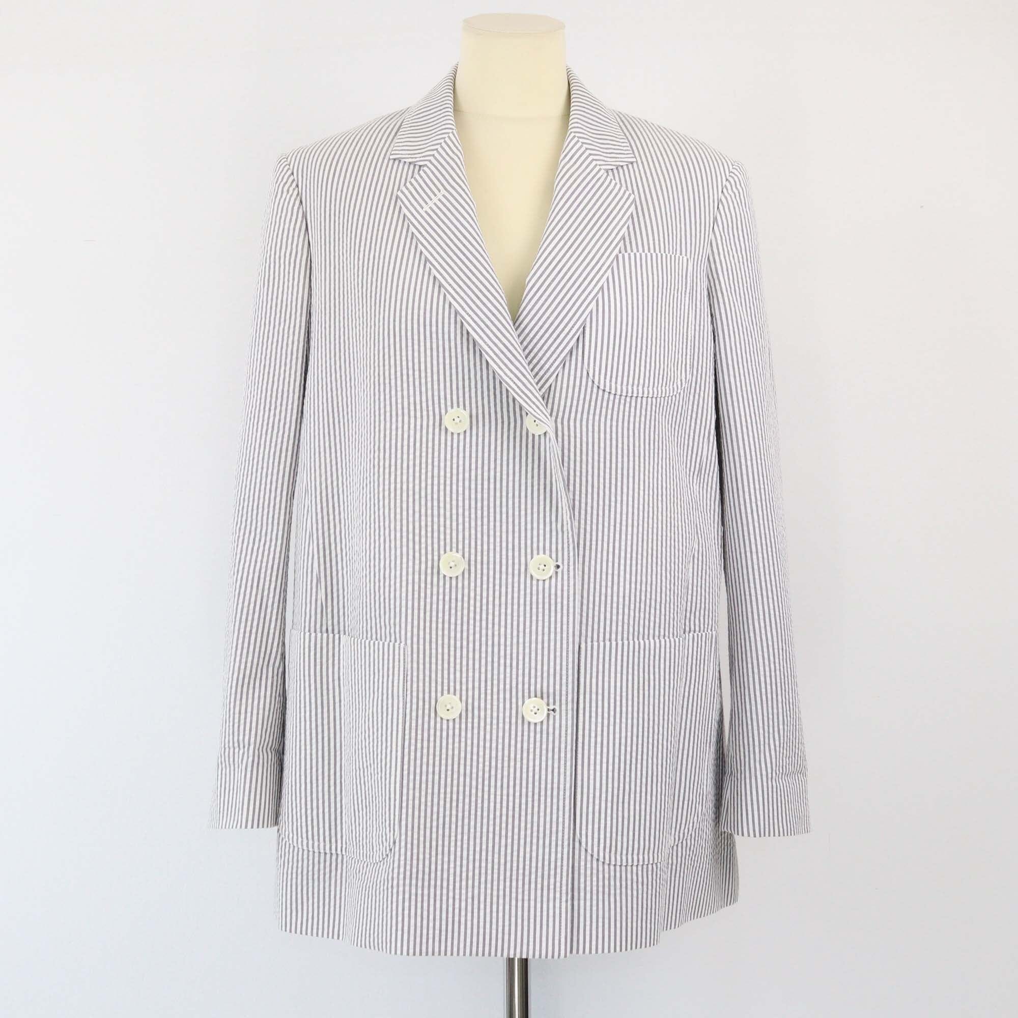 Thom Browne White/Grey Striped Blazer Mens Thom Browne 