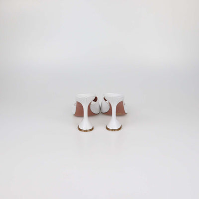 Amina Muaddi White Leather Lupita Slide Sandals