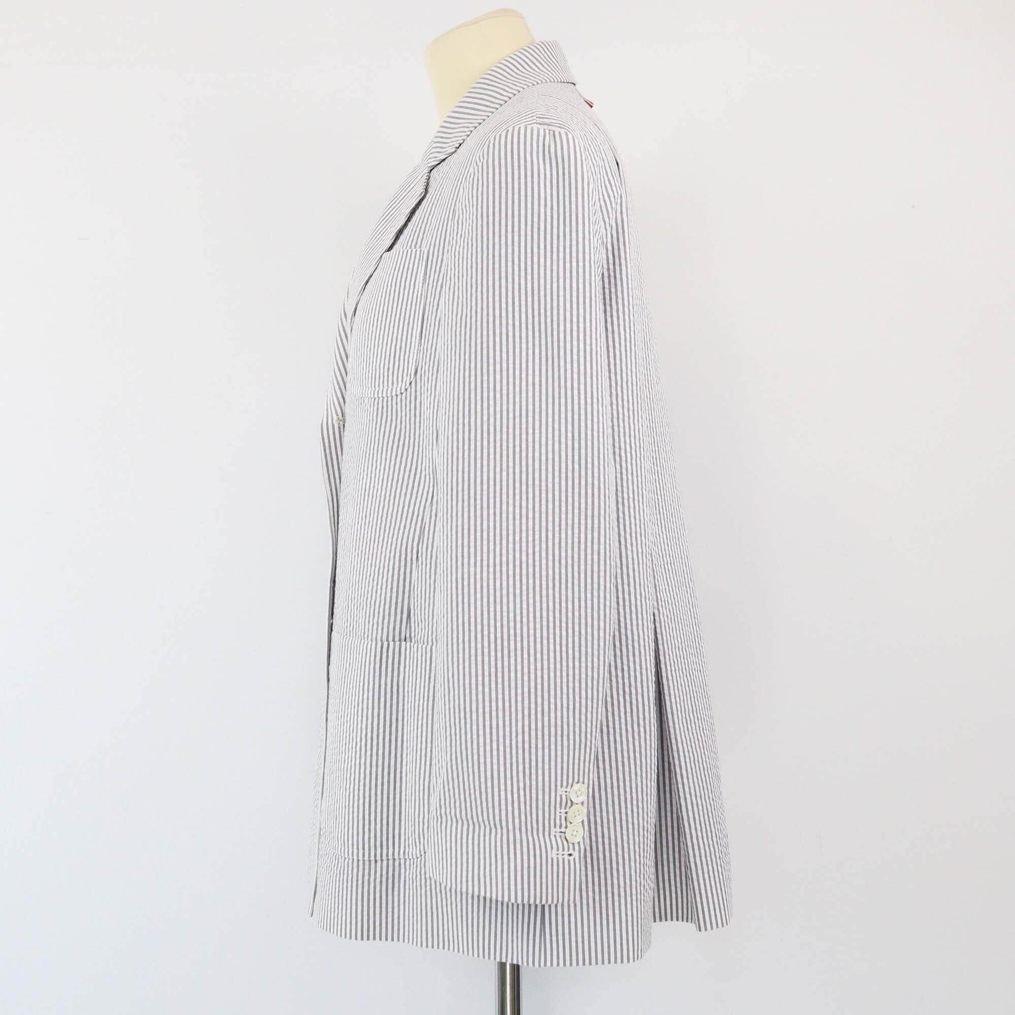 Thom Browne White/Grey Striped Blazer Mens Thom Browne 