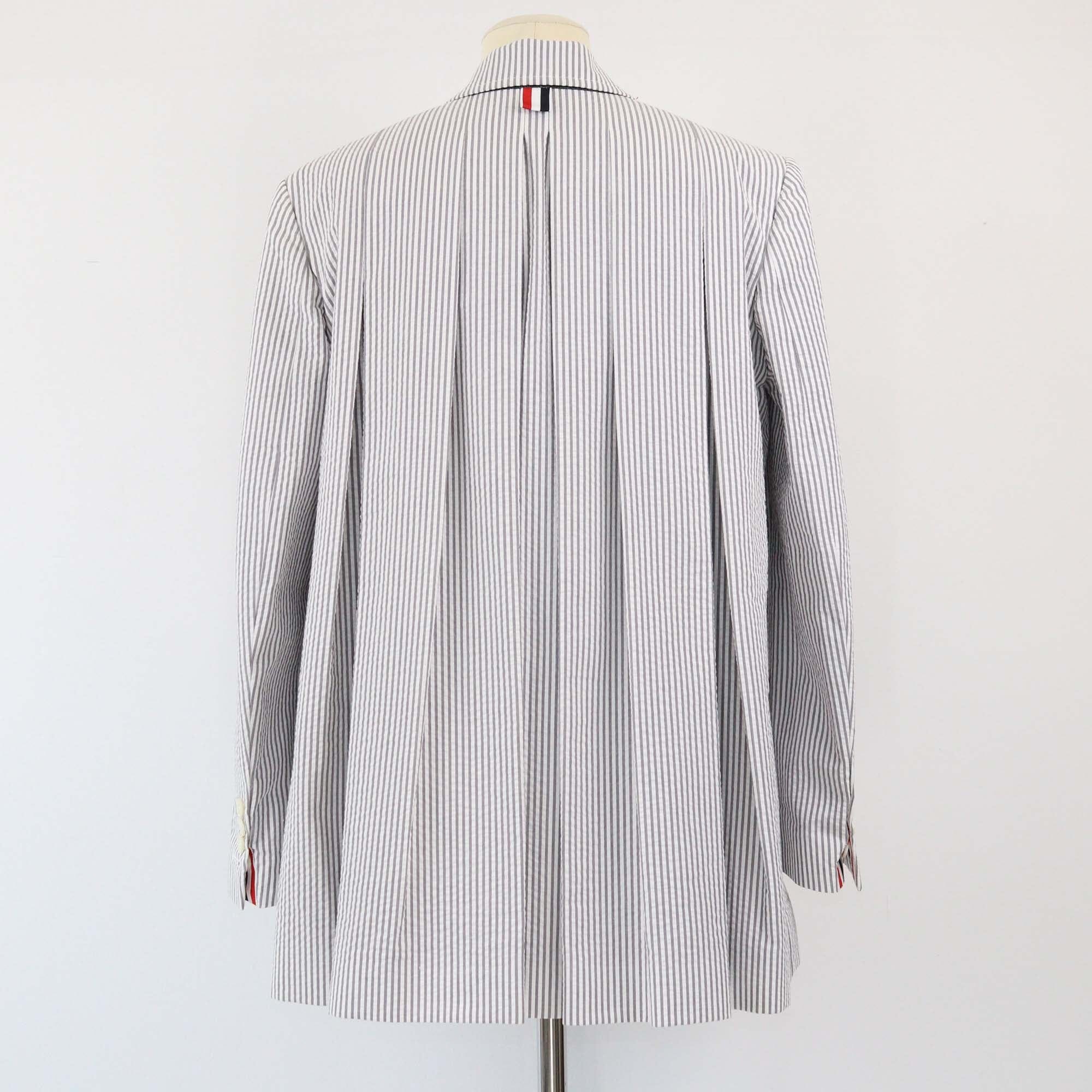 Thom Browne White/Grey Striped Blazer Mens Thom Browne 